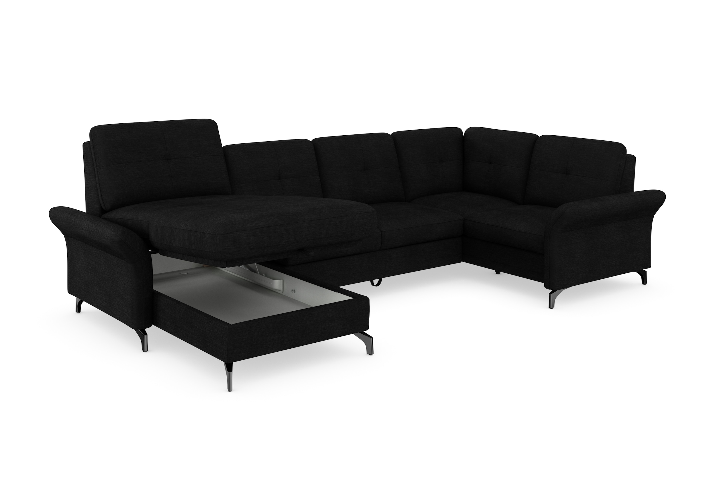 Places of Style Wohnlandschaft »Calando U-Form«, wahlweise mit Bettfunktion, Bettkasten und Armteilfunktion
