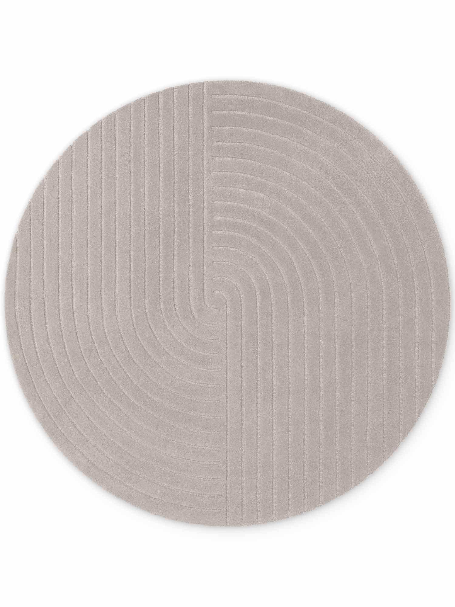 vikosa Tapis en laine »Arcura« Rond 15 mm Höhe Laine fait main, effet relief, design géométrique en lignes ondulées
