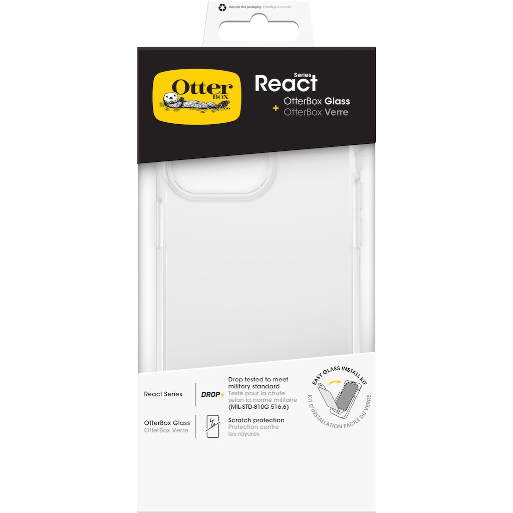 Otterbox Backcover »React Hülle für iPhone 15 Pro Max, sturzsicher inkl. Schutzglas«, Apple iPhone 15 Pro Max