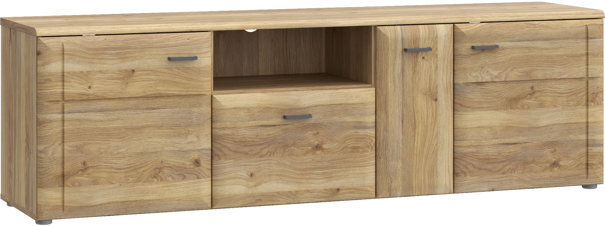 Image of FORTE Lowboard "Akinori TV-Board, TV-Schrank" TV Board, Holzoptik, MDF Front, Metallgriffe, Vollauszug, Soft Close