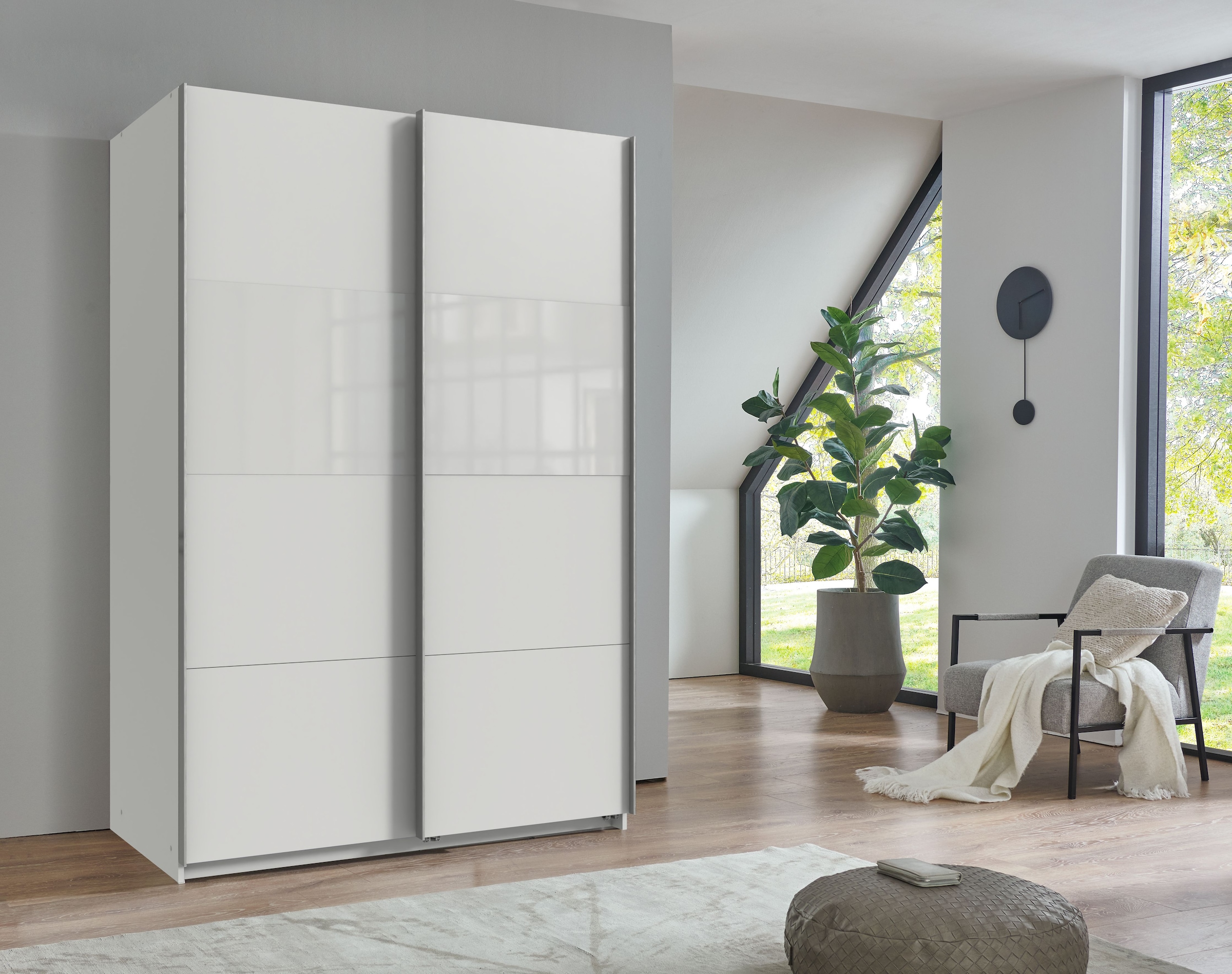 Wimex Schwebetürenschrank »Bramfeld TOPSELLER Kleiderschrank« mit Glaselementen und zusätzlichen Einlegeböden