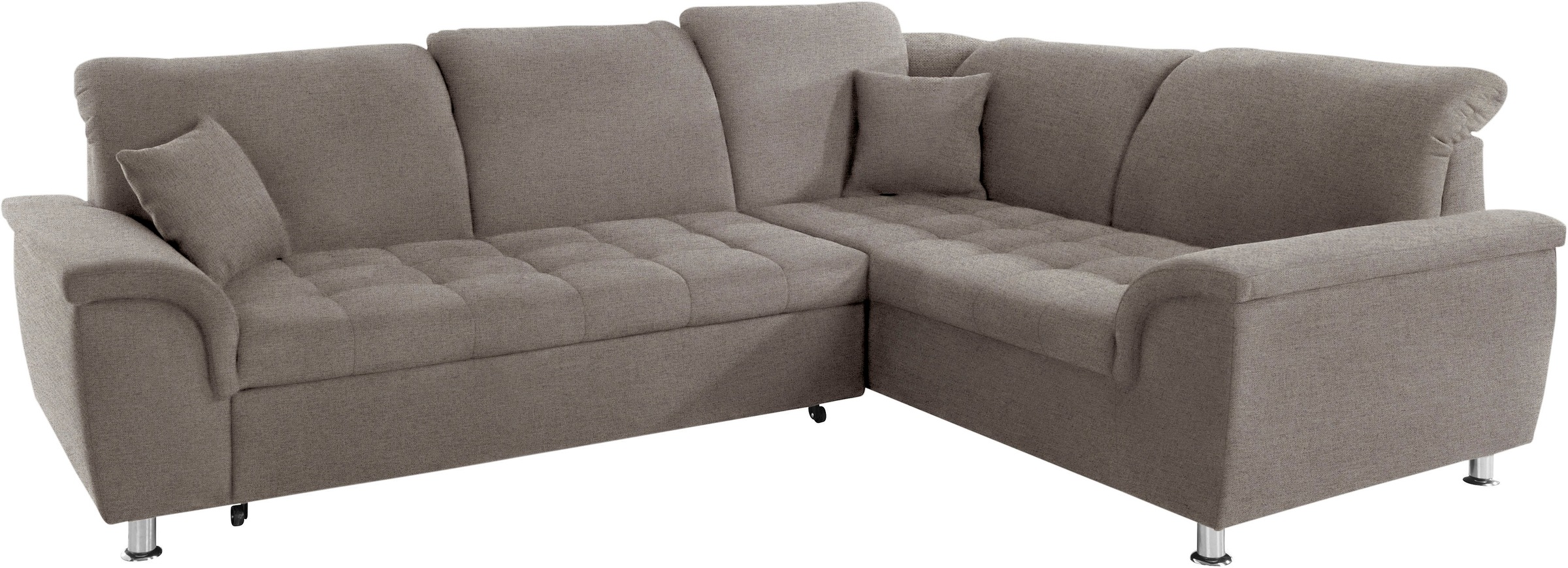 DOMO collection Ecksofa »Franzi, zeitlos und elegant, moderne Sitzheftung, L-Form«, wahlweise mit Kopfteilverstellung (dann Breite: 275 cm)