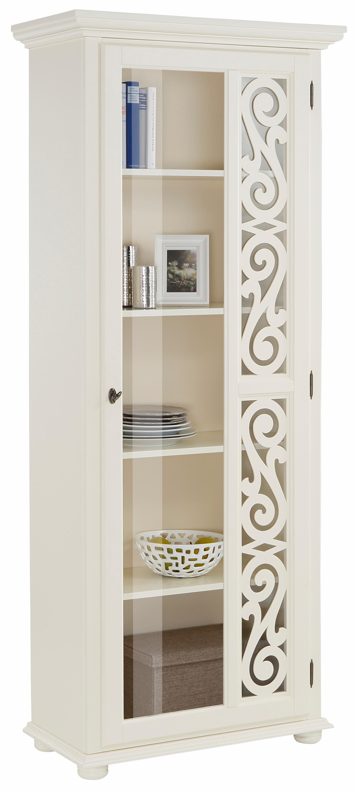 Image of Home affaire Vitrine »Arabeske«, mit schönen dekorativen Fräsungen auf der Türfront, Türanschlag unterschiedlich auswählbar, Höhe 190 cm bei Ackermann Versand Schweiz