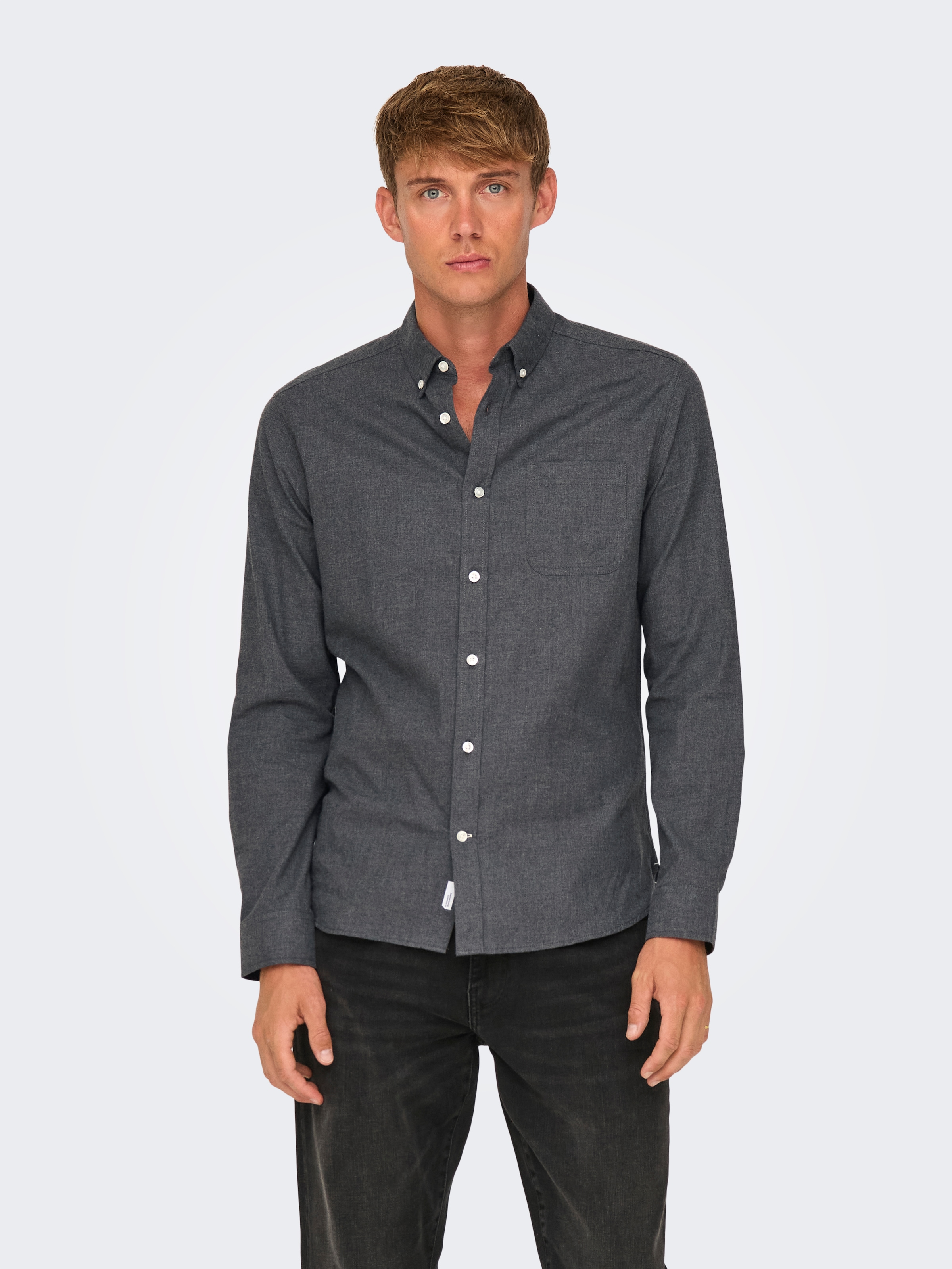 Image of ONLY & SONS Langarmhemd "ONSROAD LIFE REG MELANGE LS SHIRT NOOS"