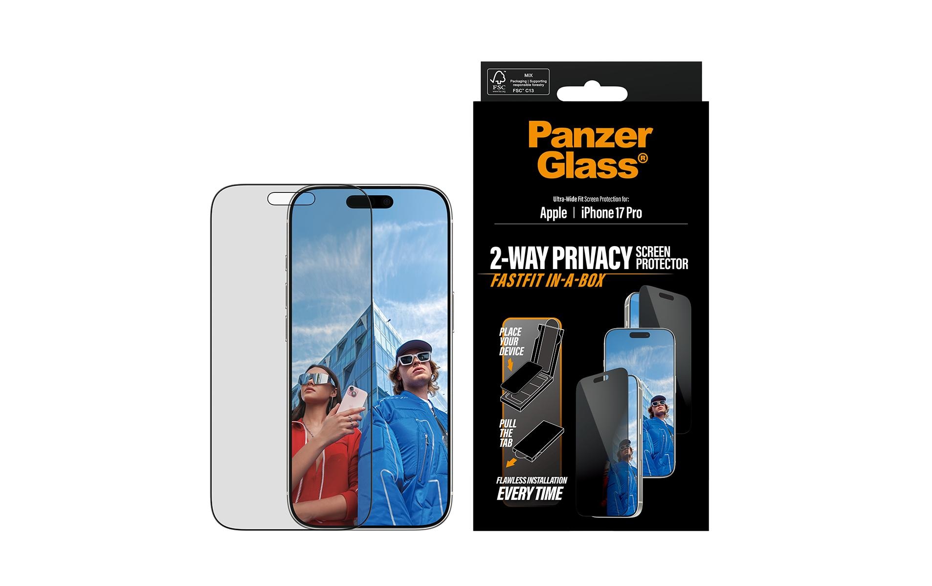 PanzerGlass Film de protection d'écran »Ultra Wide Fit Privacy Fastfit iPhone 17 Pro« für iPhone 17 Pro