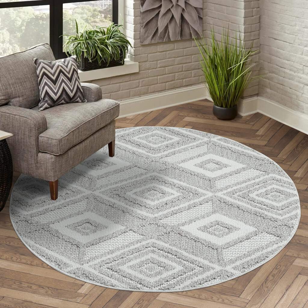 Image of Carpet City Teppich "LINDO 8875" rund 11 mm Höhe Kurzflor, Hochtief-Muster/ 3D-Effekt, Boho-Stil, Wohnzimmer