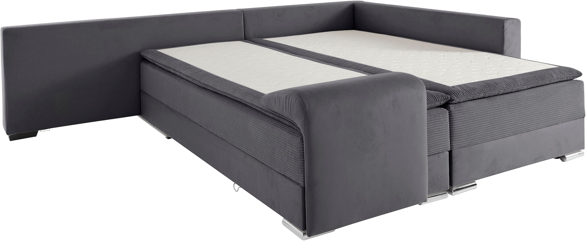 INOSIGN Canapé d'angle »Night & Day L-Form, B: 324 cm« mit Bettfunktion, Bettkasten & 3 Zierkissen, Boxspringbett 180x200 cm