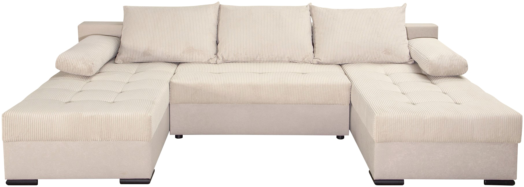 COLLECTION AB Wohnlandschaft »Josy, U-Form, Schlafsofa mit Bettkasten«, (Cord-/Mix), flexible Recamiere, Breite: 269cm, inklusive Rückenkissen, Cord/Mix