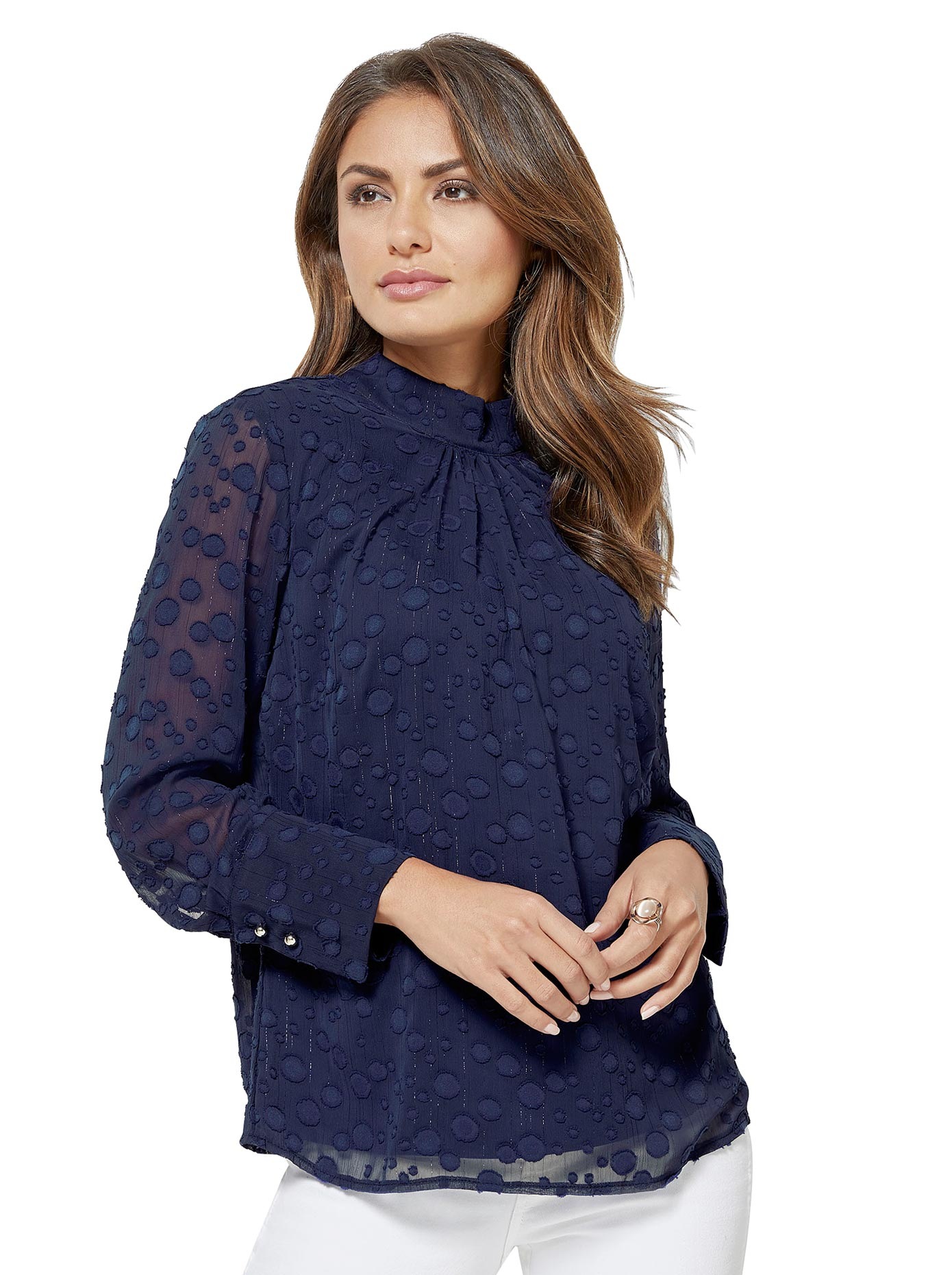 Bluse mit eingewebten, farbgleichen Glitzerfäden