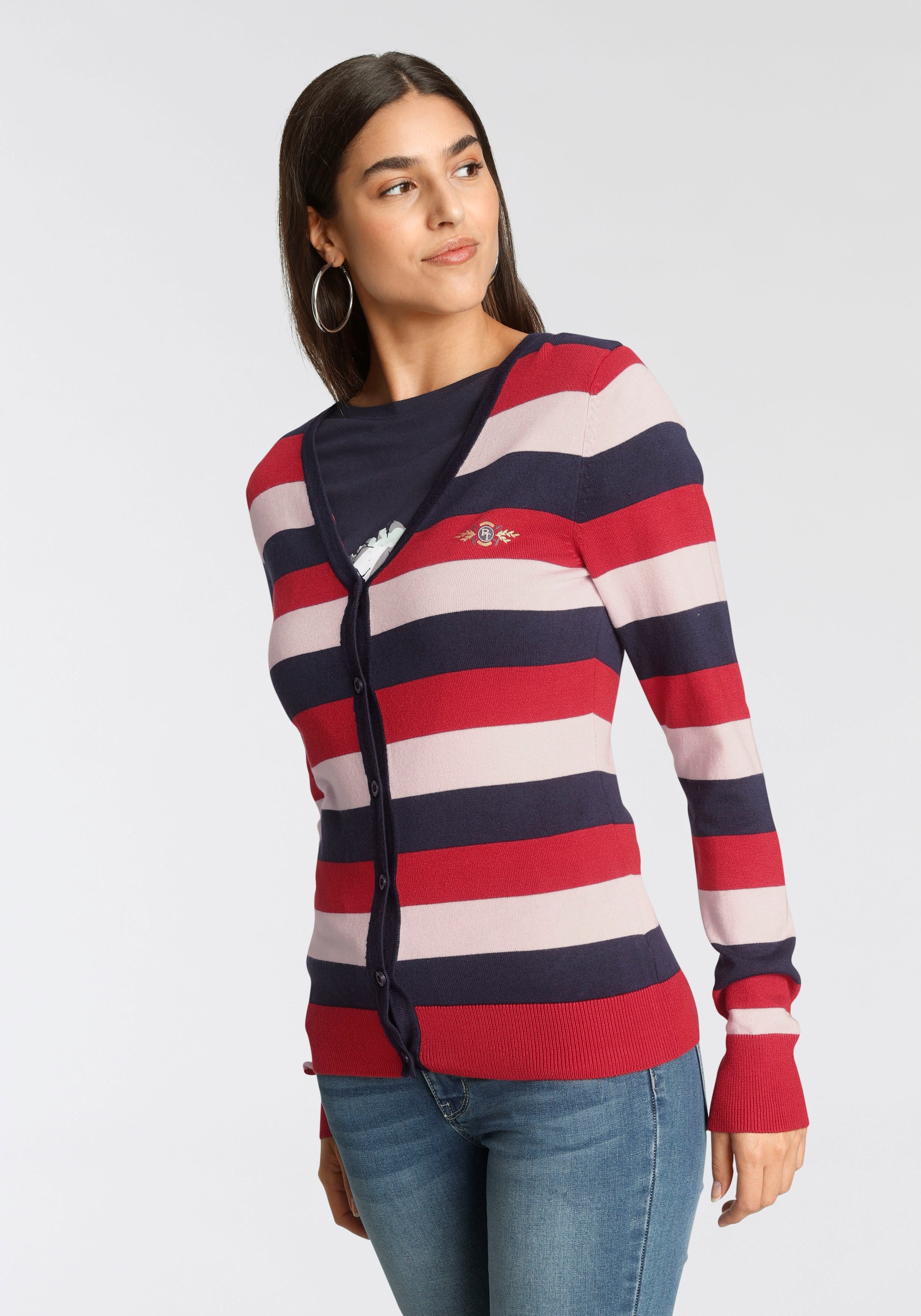 Image of TOM TAILOR Polo Team Strickjacke, im tollen Blockstreifen bei Ackermann Versand Schweiz