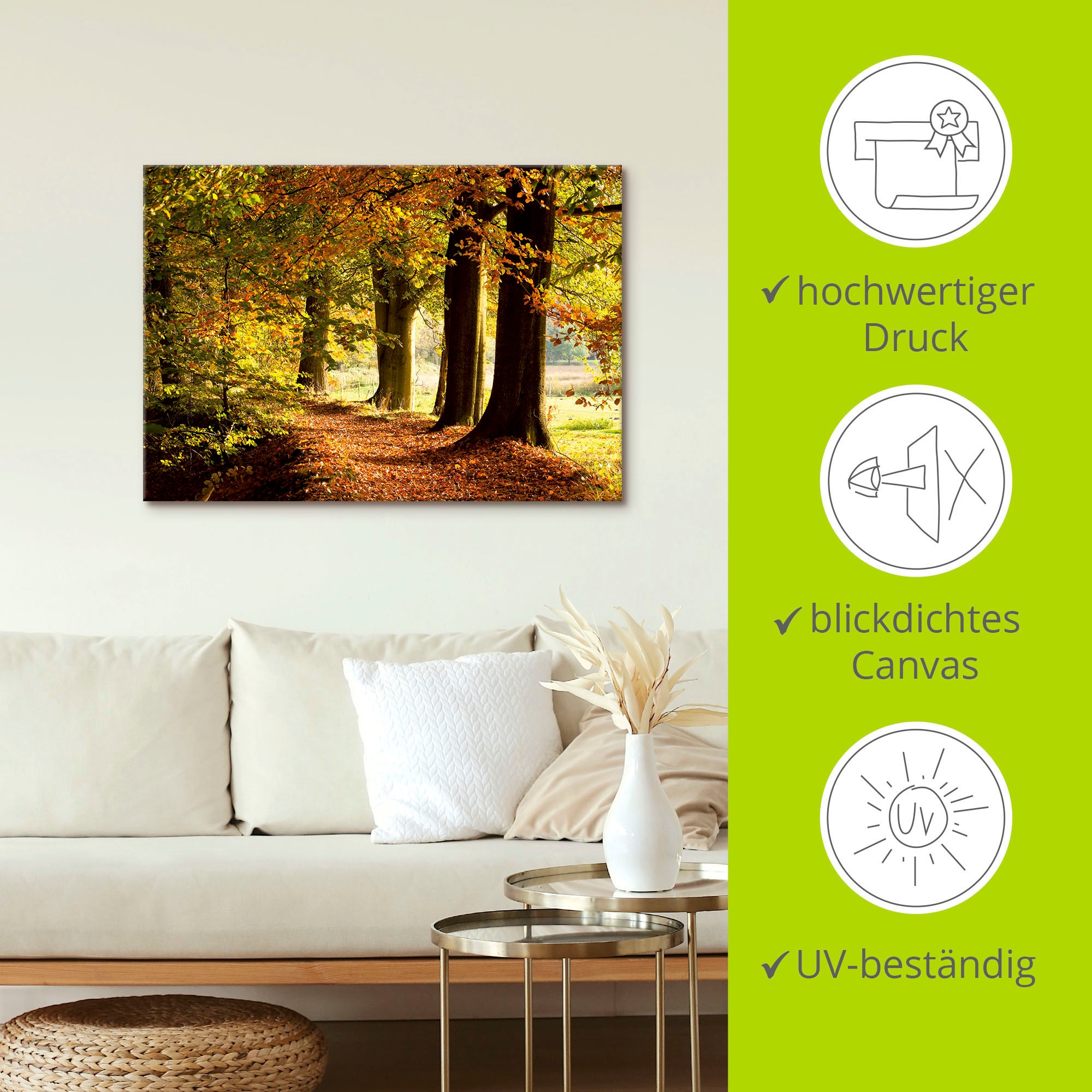 Artland Tableau sur toile »Herbstfarben« 1 cuis tlg. auf Holzrahmen gespannt