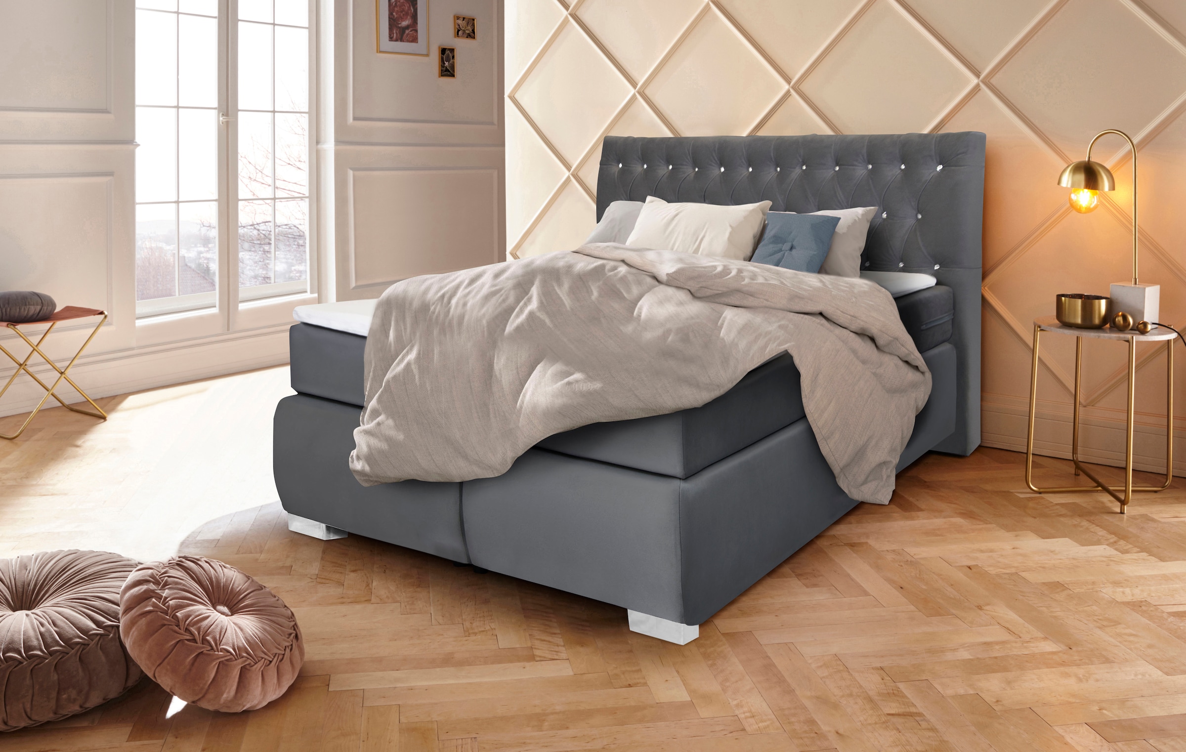 Image of Leonique Boxspringbett »Rumba«, Taschenfederkern-Matratze in Härtegrad 3, in 4 Breiten, incl. Topper bei Ackermann Versand Schweiz