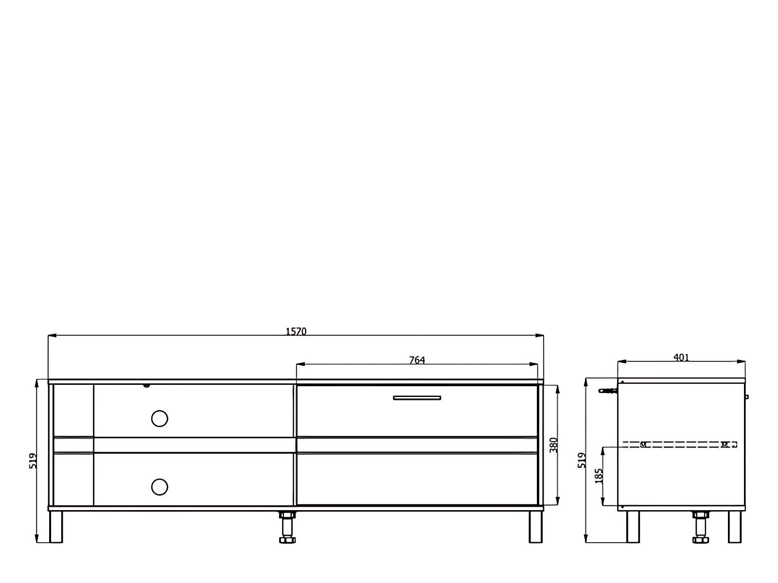 Home affaire Tableau TV »Sheffield TV-Bank, TV-Schrank, TV-Lowboard, TV-Möbel, Breite 157 cm« Klapptür, 2D-beschichtetes MDF-Profil, Heissprägedetails