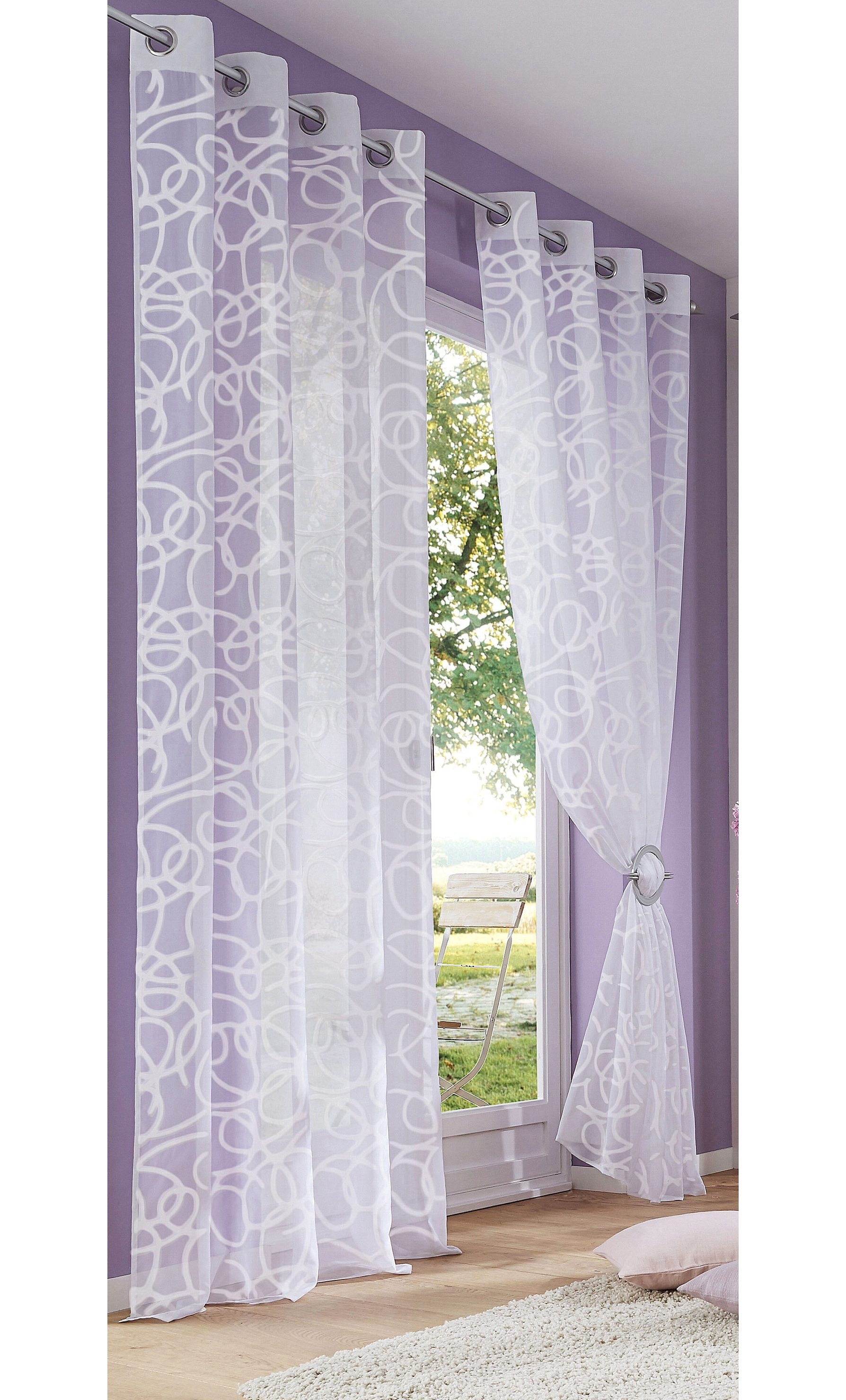 Image of GOODproduct Gardine "Tanaro" Ösen 2 Stk. tlg. 2-er Set, mit Schlingen-Motiv bedruckt, Polyester