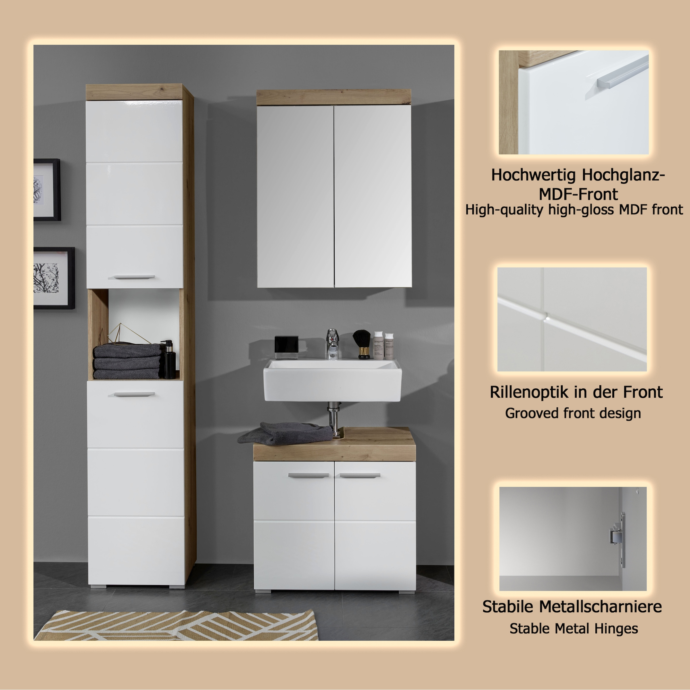 welltime Ensemble de meubles de salle de bain »Avena« Set, 3 cuis tlg.