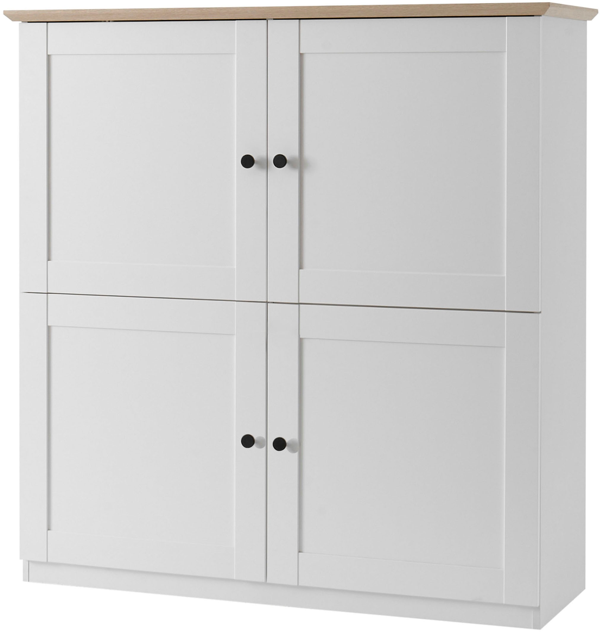 Image of GOODproduct Highboard "Brest, Schrank im Landhausstil, Wohnzimmerschrank, Mehrzweckschrank" schwarze Metallgriffe, ausreichend Stauraum, 128 cm hoch