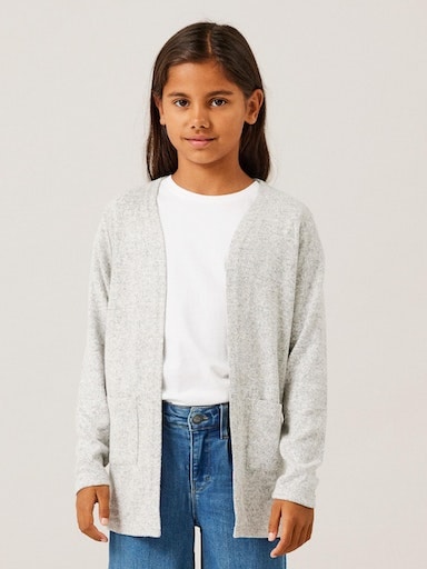 Image of Name It Strickjacke "NKFVICTI – Cardigan ohne Verschluss aus Feinstrick" unifarben, casual, regular fit, Feinstrick, V-Ausschnitt