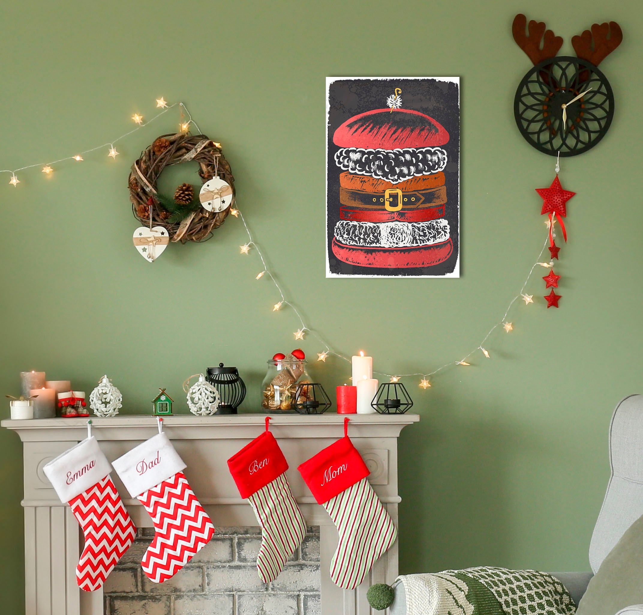 Image of queence Metallbild "Santa Burger" Weihnachten Weihnachtsbaumkugel 1 Stk. tlg. Stahlschilder