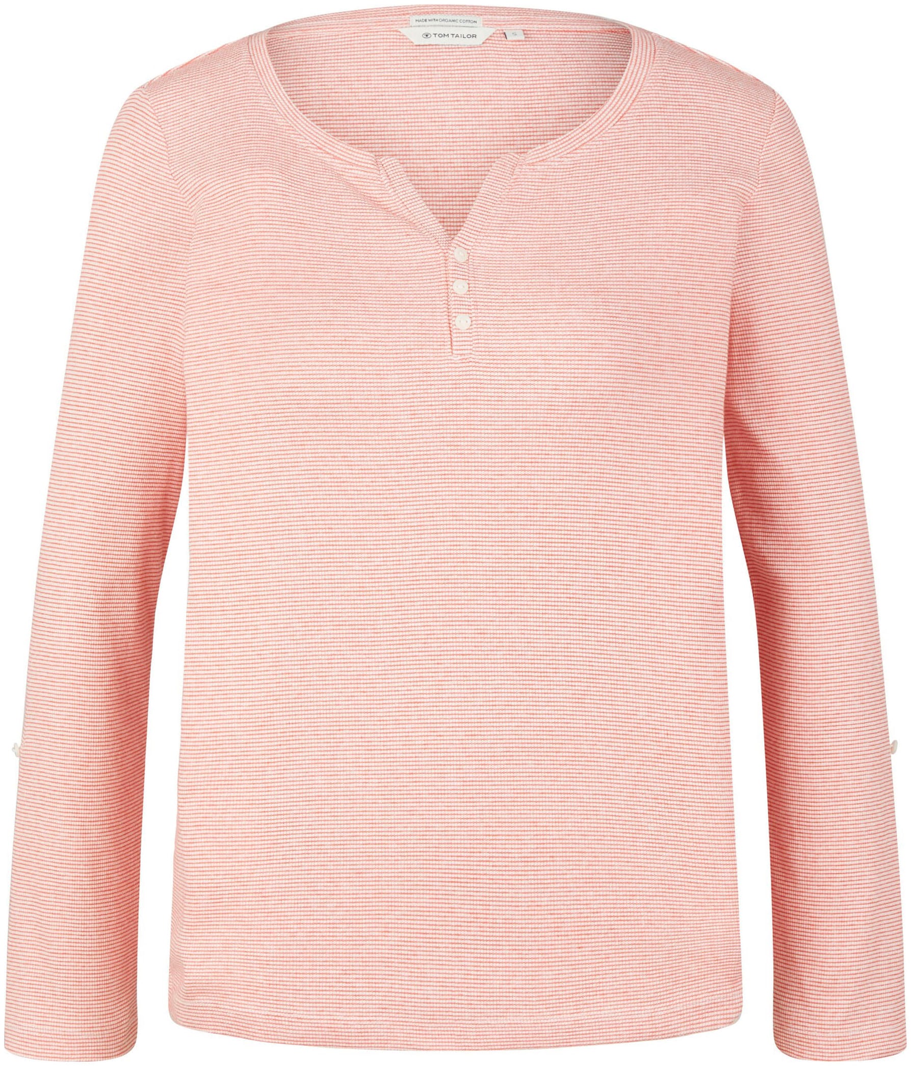 ♕ TOM TAILOR Langarmshirt Design Henleyshirt«, versandkostenfrei mehrfarbigem »Tom Tailor Damen kaufen mit
