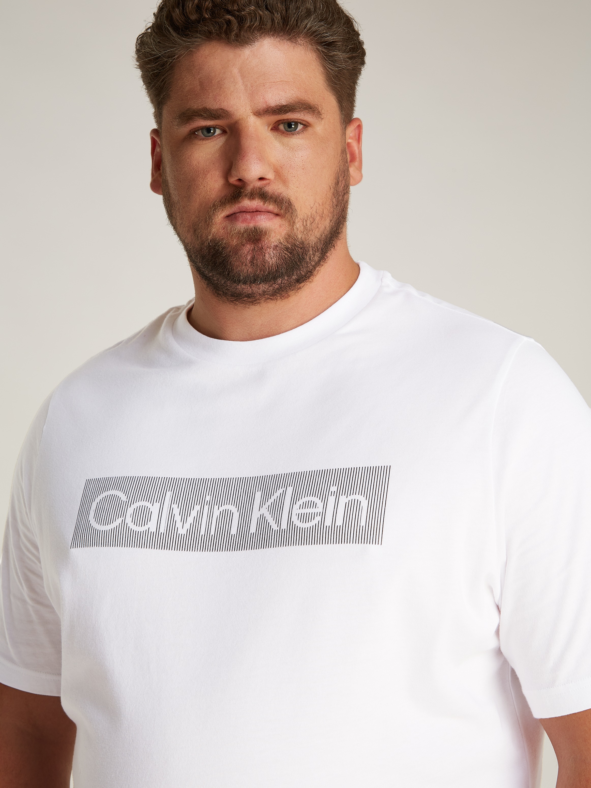 Calvin Klein Big&Tall T-Shirt »BT_BOX STRIPED LOGO T-SHIRT«, in Grossen Grössen mit Logoschriftzug