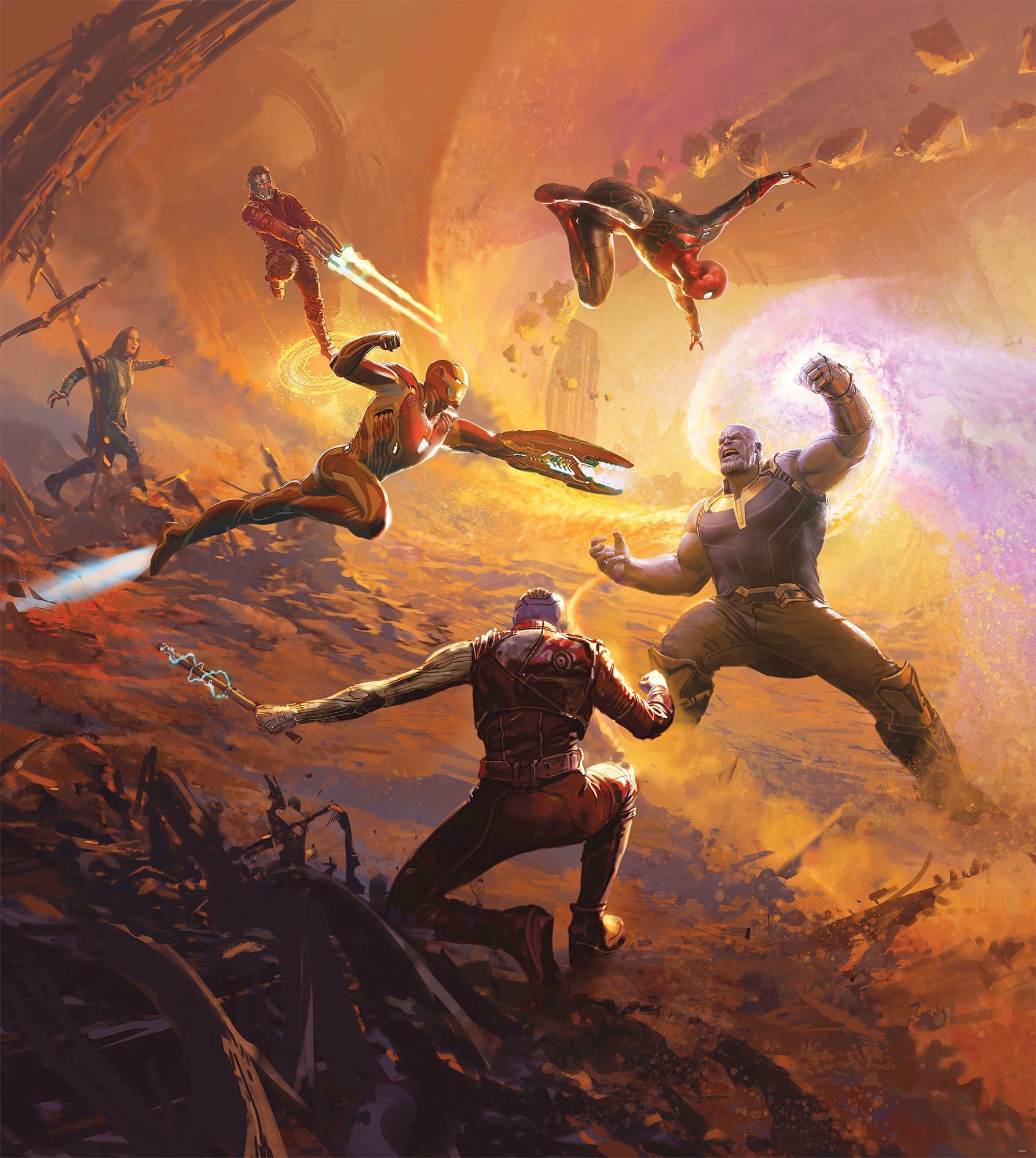 Image of Komar Vliestapete "Digitaldruck Vlies - Avengers Epic Battle Titan - Grösse 250 x 280 cm" bedruckt glatt Kinderzimmer
