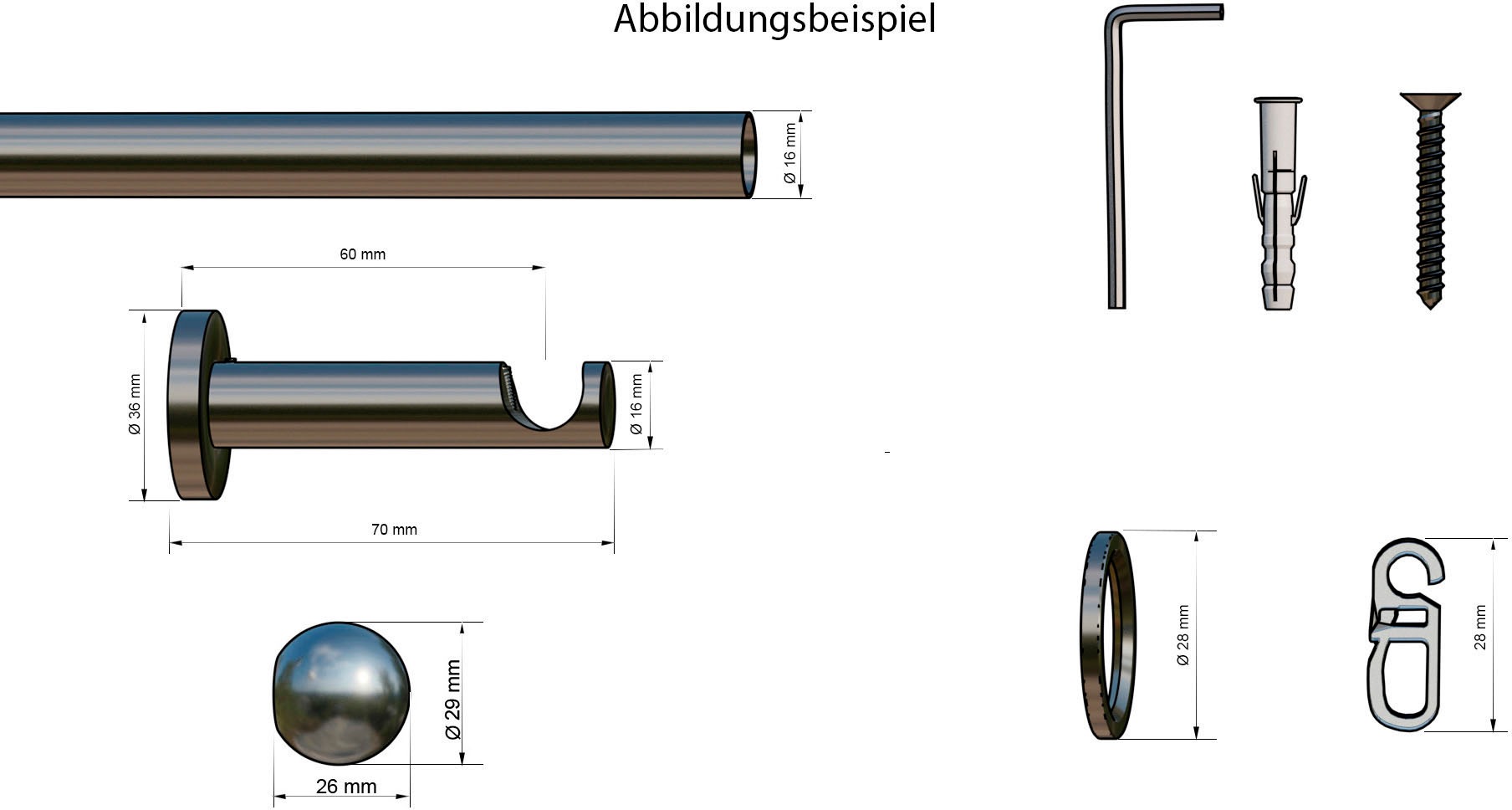 indeko Gardinenstange »Formentor«, 1 läufig-läufig, Fixmass, Komplett-Set inkl. Ringen und Montagematerial