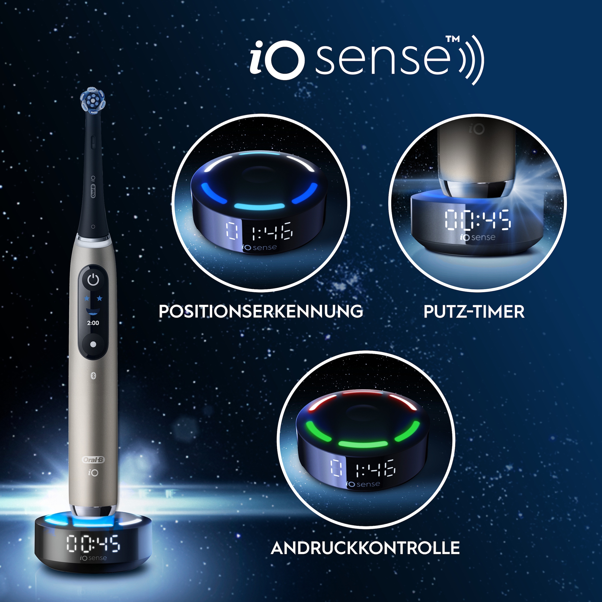 Oral-B Brosse à dents électrique »iO Series 10« 1 cuis Aufsteckbürsten inkl. 1 Aufsteckbürste, iO Sense Schnellladestation, Lade-Reise-Etui