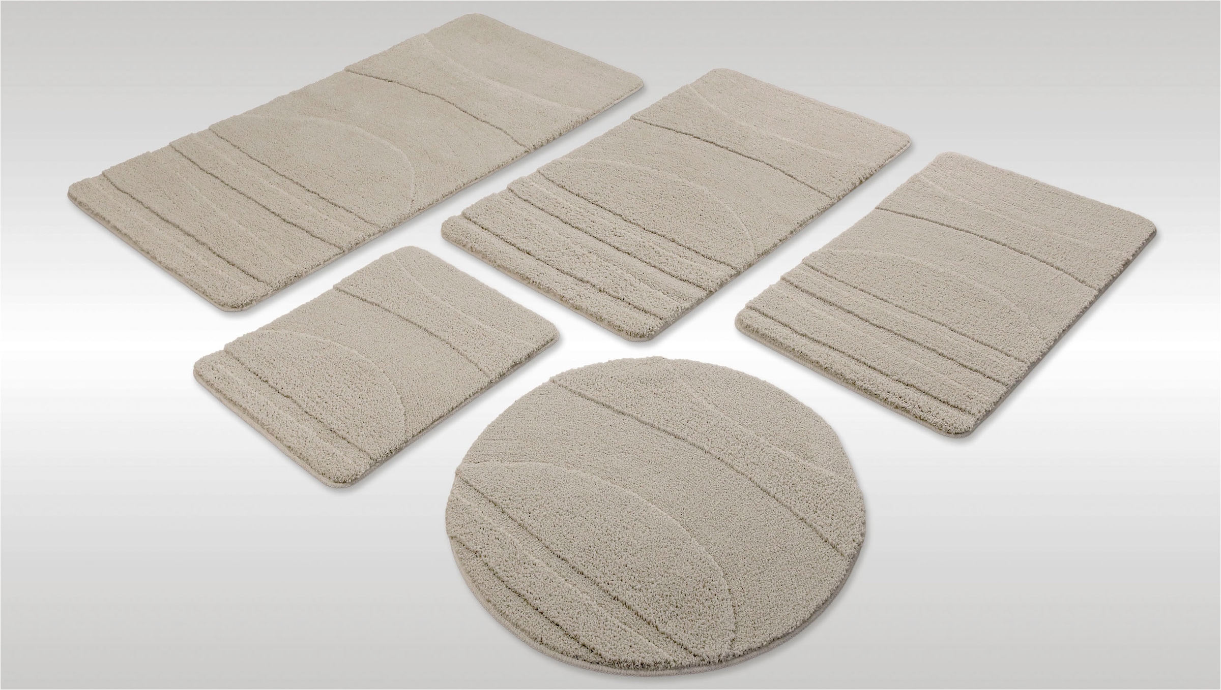 Image of Wecon home Badematte "Marc" Höhe 25 mm rutschhemmend beschichtet schnell trocknend Badteppich, Hoch-Tief-Linien, weich, rutschhemmend, waschbar, getuftet
