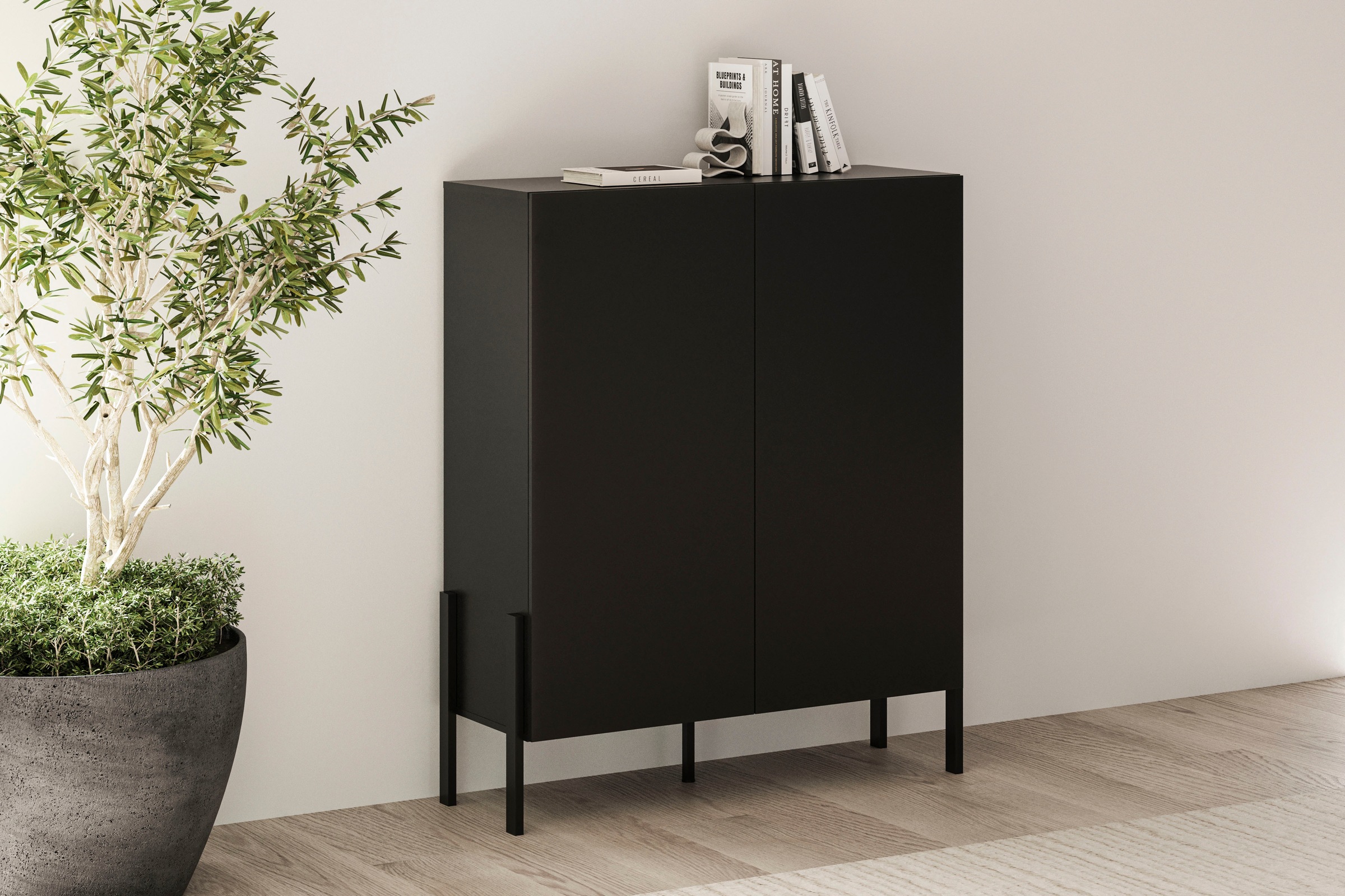 Image of GOODproduct Kommode "Jukon, Breite 110 cm, moderne grifflose Hochschrank, 2Türen" Highboard mit viel Stauraum, push-to-open-Funktion