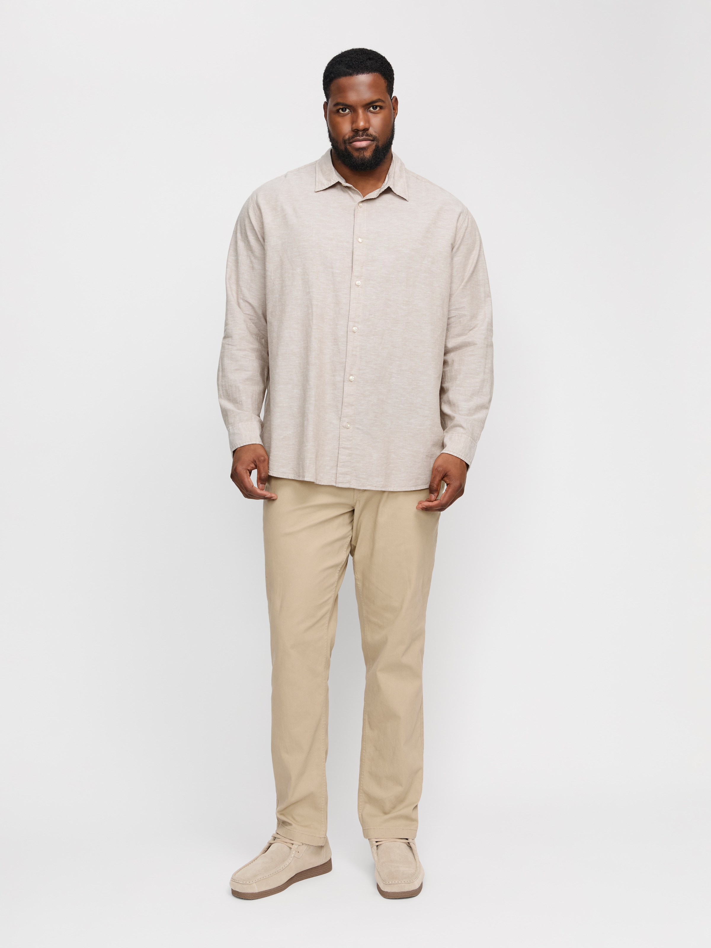 Jack & Jones PlusSize Langarmhemd »JJEBREEZE SHIRT LS SN PLS«, mit Hemdkragen