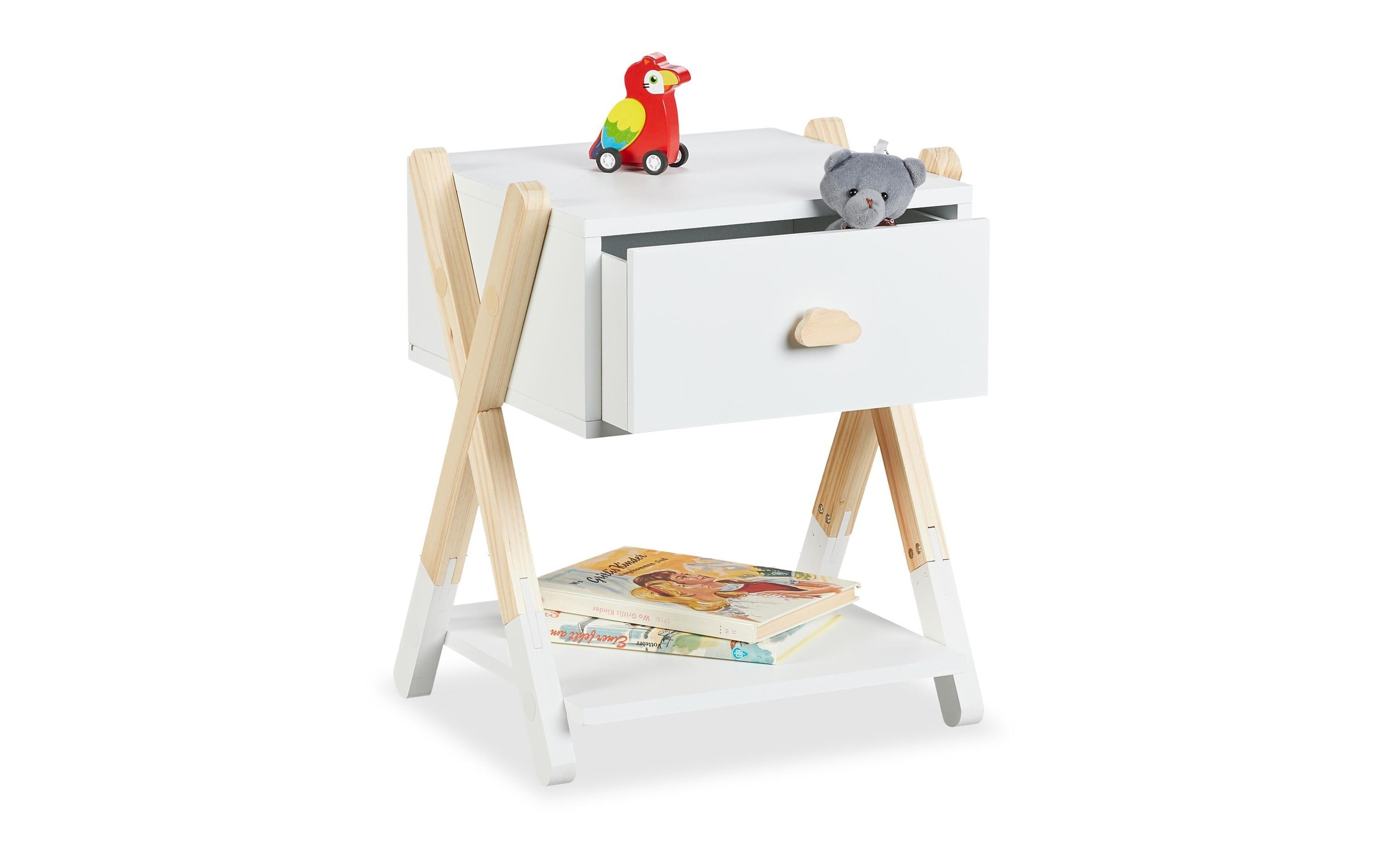 Image of relaxdays Nachttisch "für Kinder mit Schublade 34 x 42 cm"