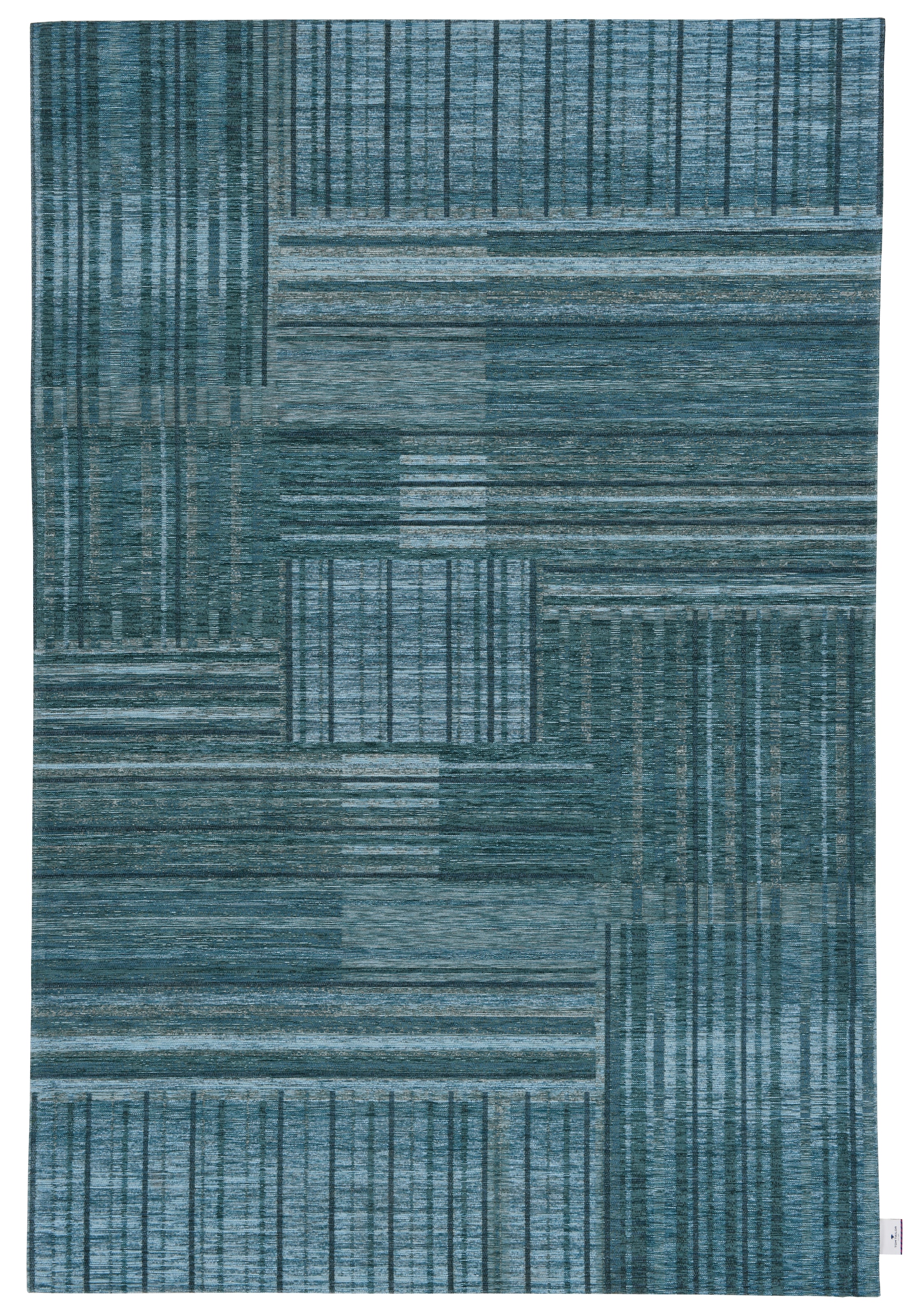 Image of TOM TAILOR HOME Teppich "Stripy Pat" rechteckig 5 mm Höhe Flachgewebe, modernes Patchworkdesign, gestreift, Chenille, Wohnzimmer