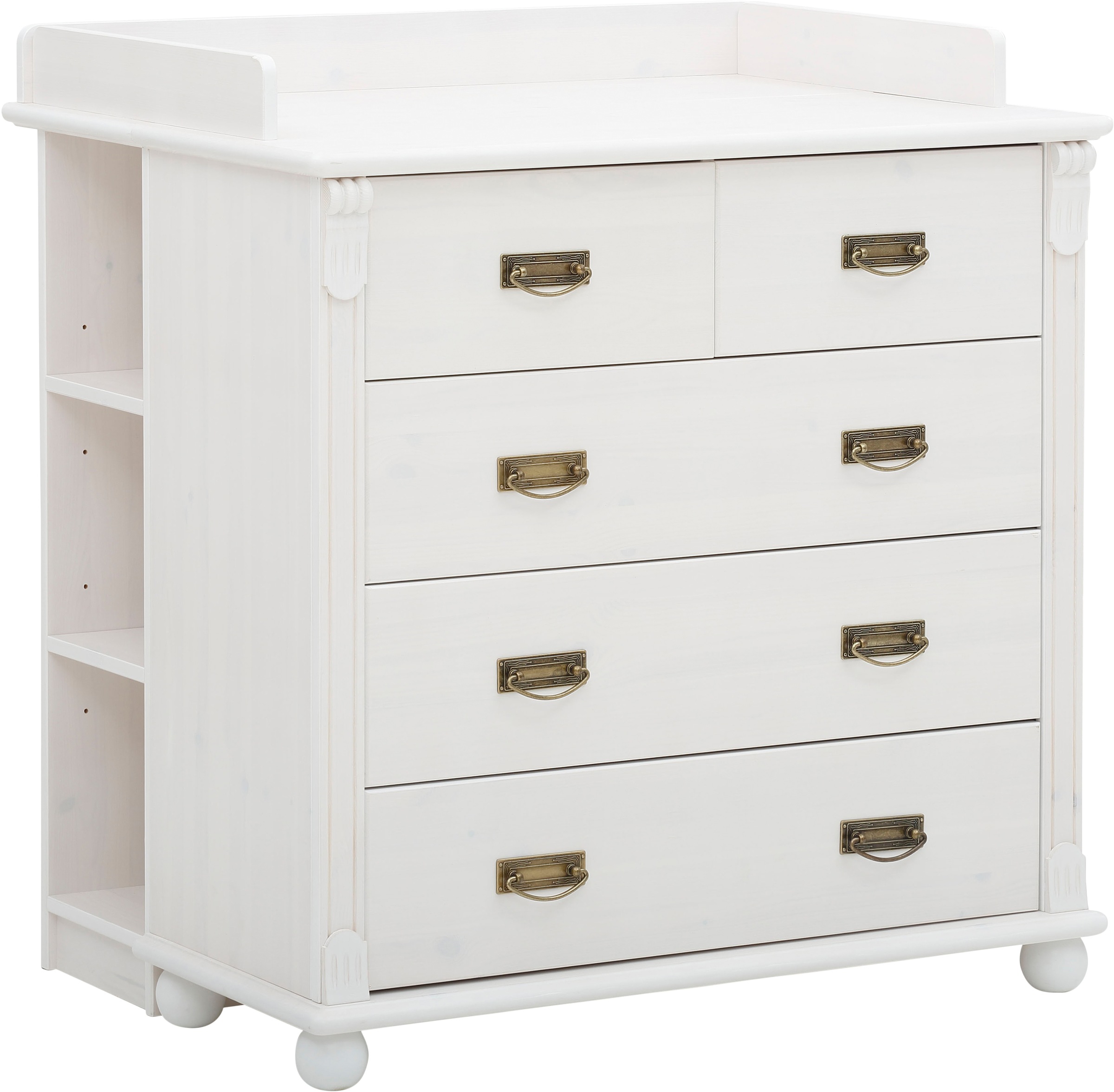 Image of GOODproduct Babyzimmer-Komplettset ""Aimo", Landhausstil, stabile Qualität, edles Design, Messinggriffe" Set, Kinderbett, Schrank, Wickelkommode, 3 Stk. tlg. aus Massivholz; FSC-Holz aus gewissenhaft bewirtschafteten Wäldern