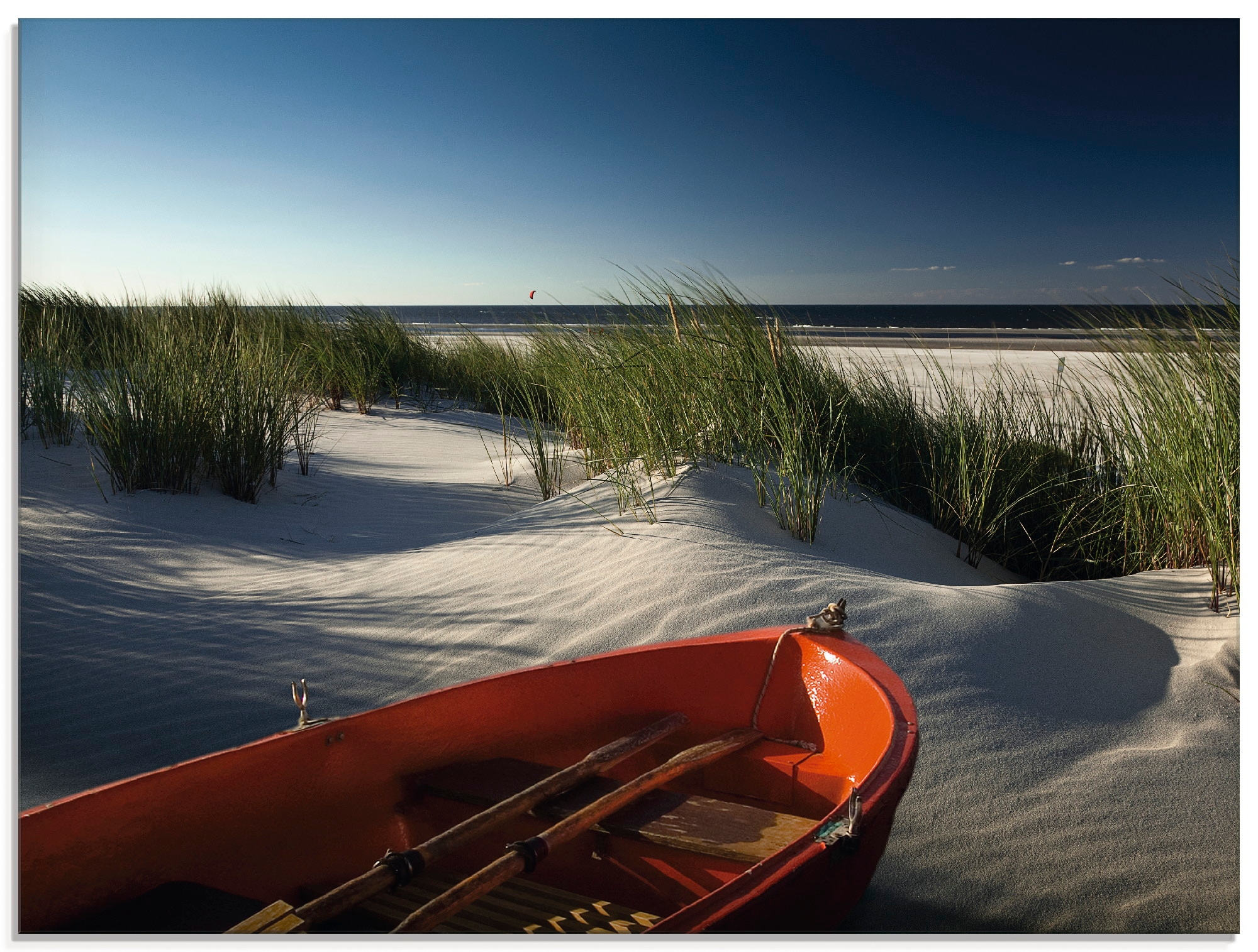 Image of Artland Glasbild "Rotes Boot am Strand..." Boote & Schiffe 1 Stk. tlg. in verschiedenen Grössen
