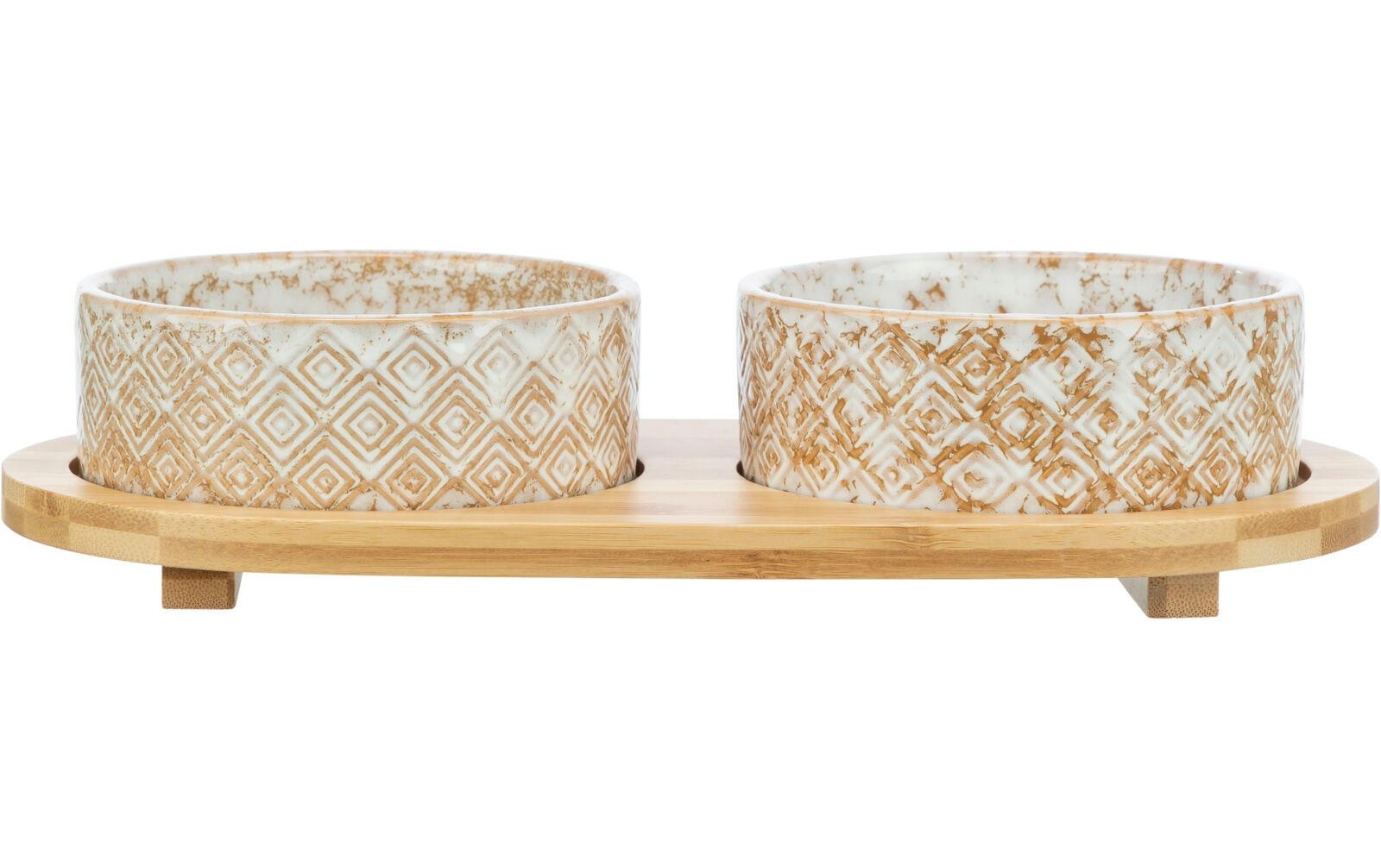 TRIXIE Mangeoire »Napf-Set 2 x 0.8 l, 39 x8 x 20 cm« Compatible avec aliments humides et secs, antidérapant