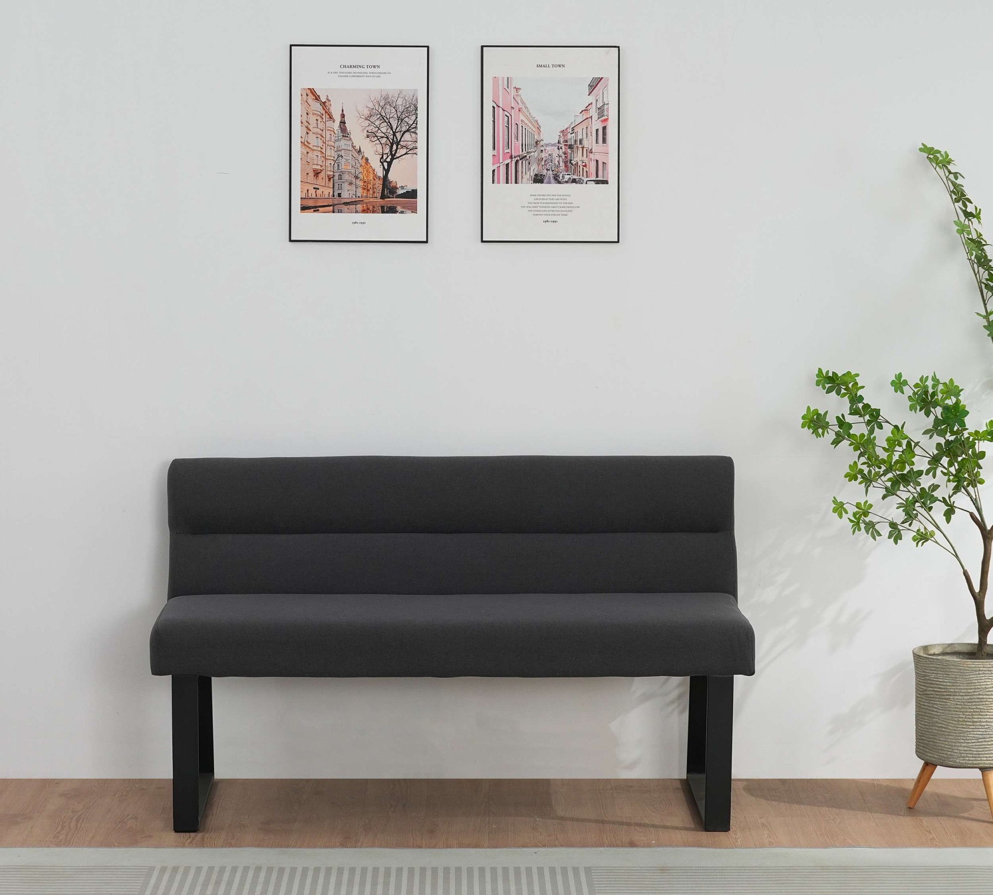 Image of GOODproduct Essbank "Ivanna" schwarze Metallbeine, pflegeleichtem Webstoff Bezug, Breite 140 cm