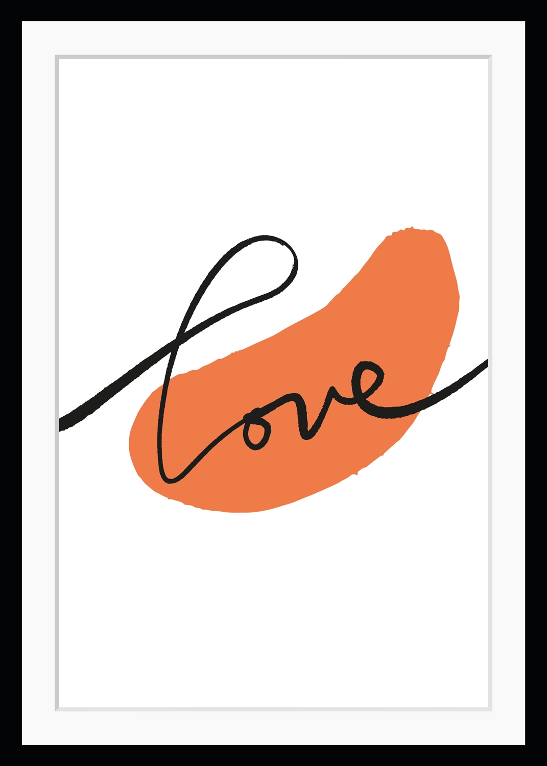 Image of queence Bild "Liebe" Abstrakt Schriftzug HD Premium Poster-Druck inkl. Holzrahmen