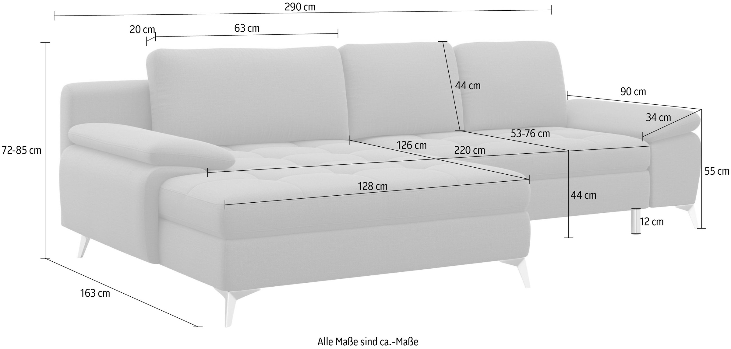 sit&more Ecksofa »Latigo L-Form«, mit Mega-Recamiere, wahlweise mit Bettfunktion und Bettkasten