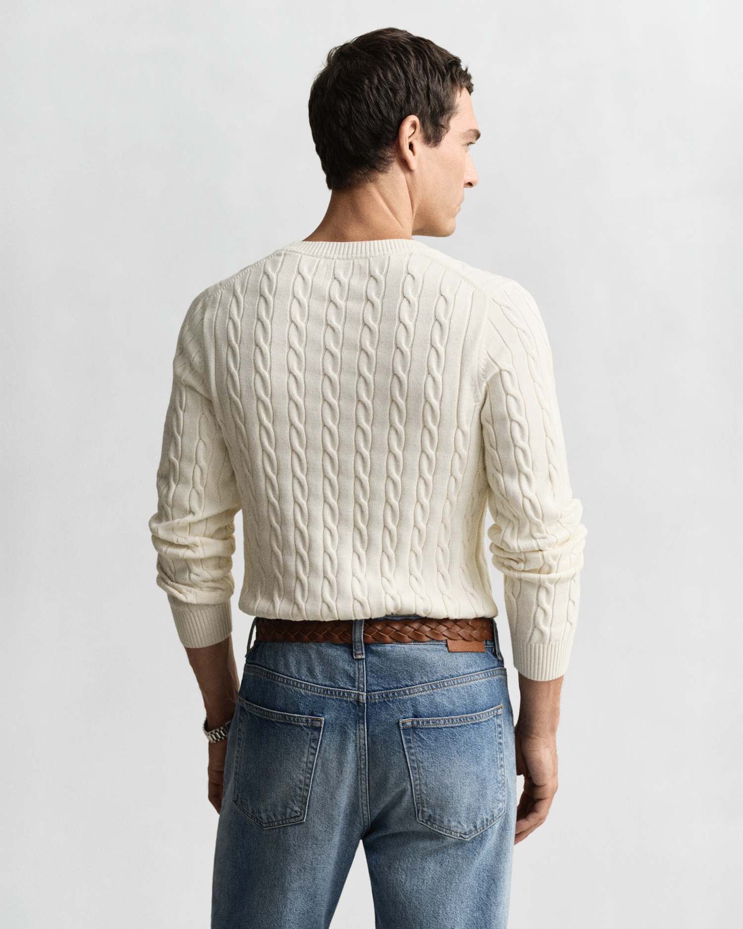 Gant Pull en tricot »COTTON CABLE C-NECK« mit Wappen-Logostickerei auf der Brust