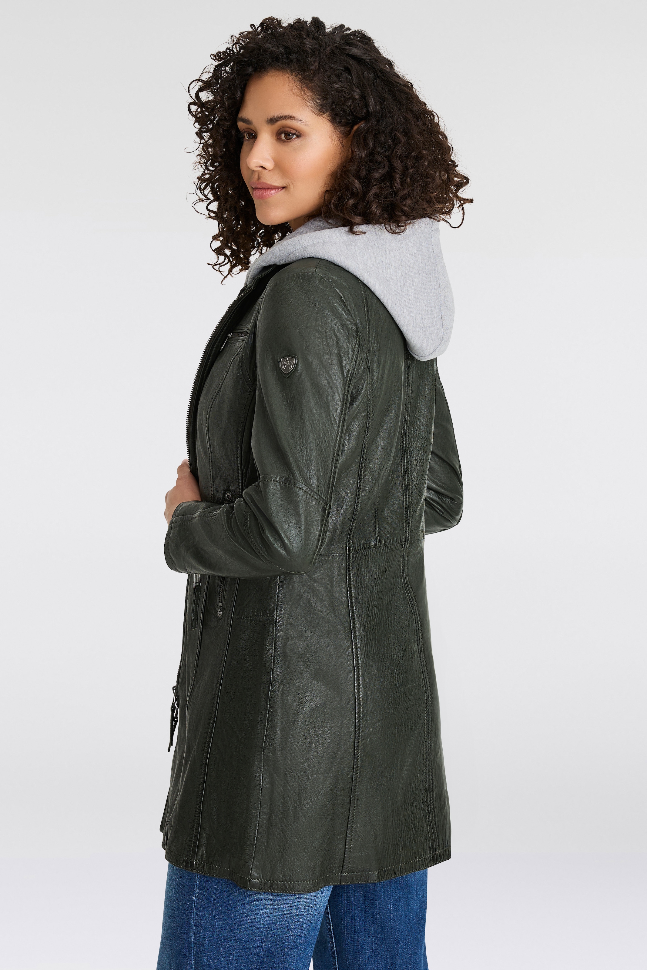 Mauritius Ledermantel »Bente«, 2-in-1-Lederjacke mit abnehmbarem Kapuzen-Inlay aus Jerseyqualität
