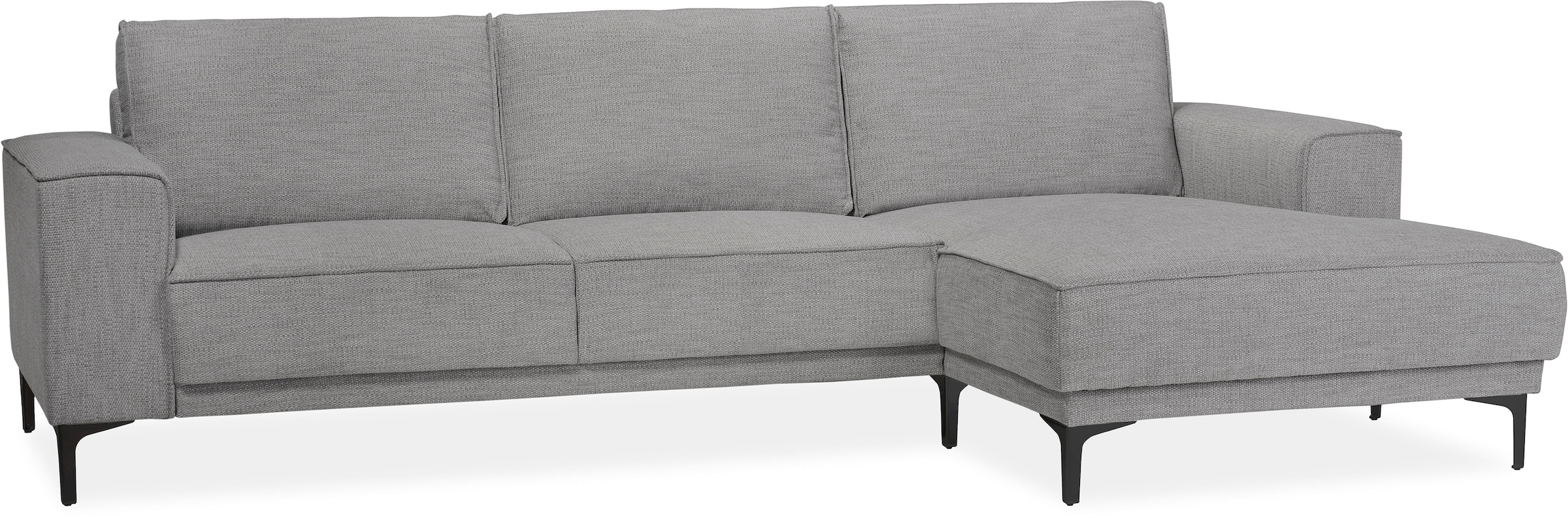 Places of Style Ecksofa »Polsterecke Oland, Struktur, Flachgewebe, Luxus-Microfaser, Boucle«, L-Form, 280 cm, Wellenunterfederung, Skandi-Design, Metallfüsse