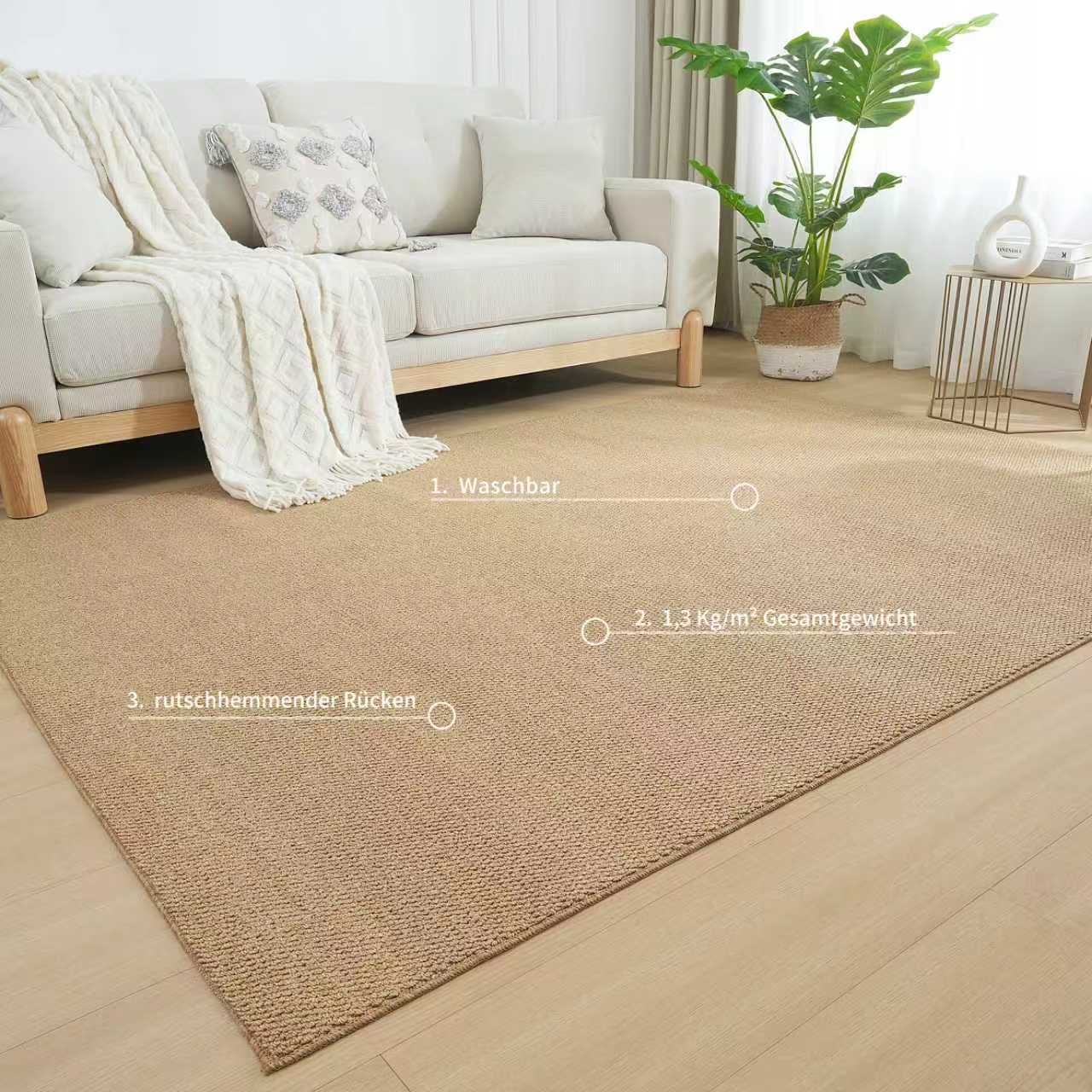 GOODproduct Teppich »Lilia« rechteckig 5 mm Höhe Sisal-Optik, uni, waschbar, Wohnzimmer, Schlafzimmer, Esszimmer