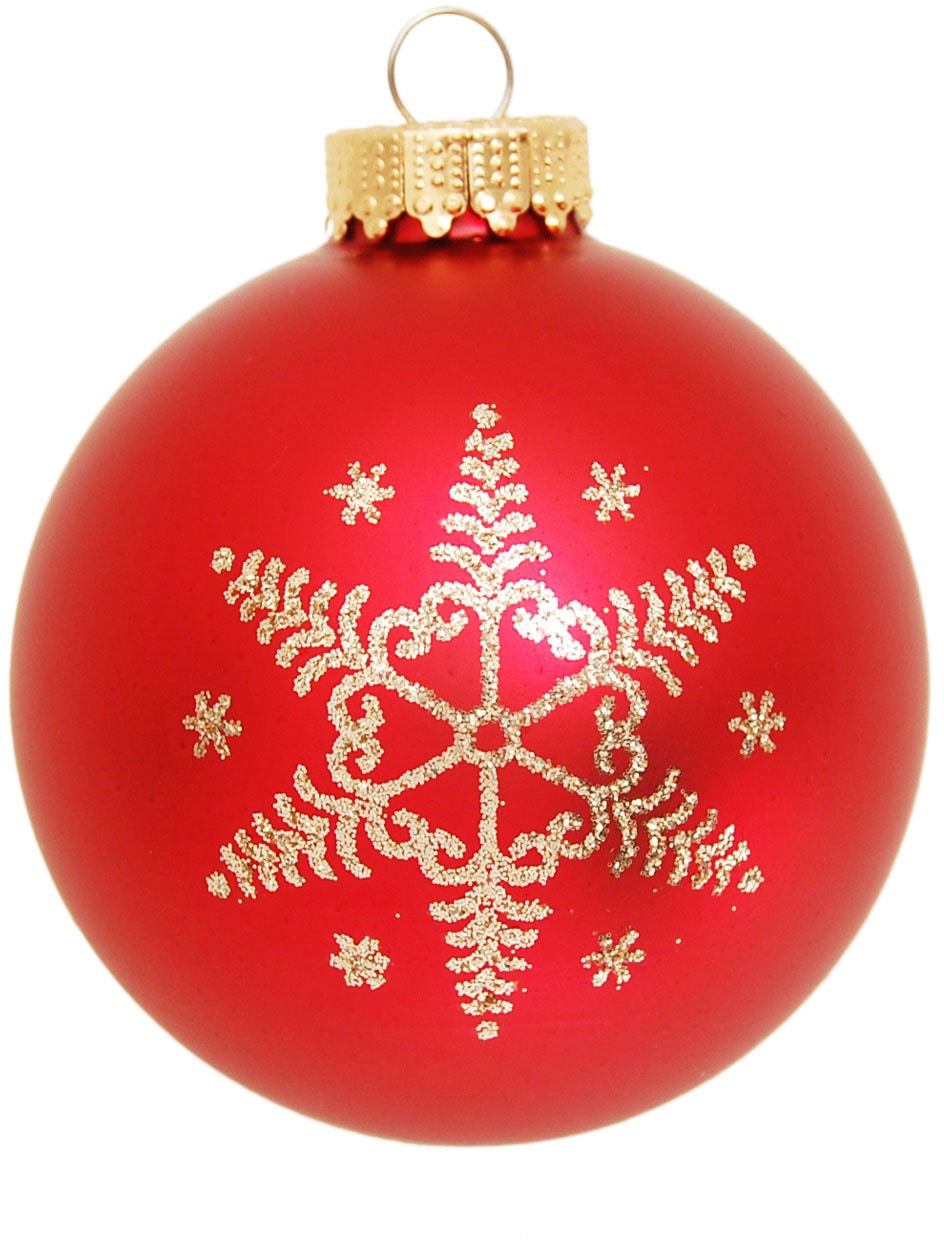 Krebs Glas Lauscha Weihnachtsbaumkugel »Schneeflocke rot« Weihnachtsdeko, Christbaumschmuck, Christbaumkugeln aus Glas