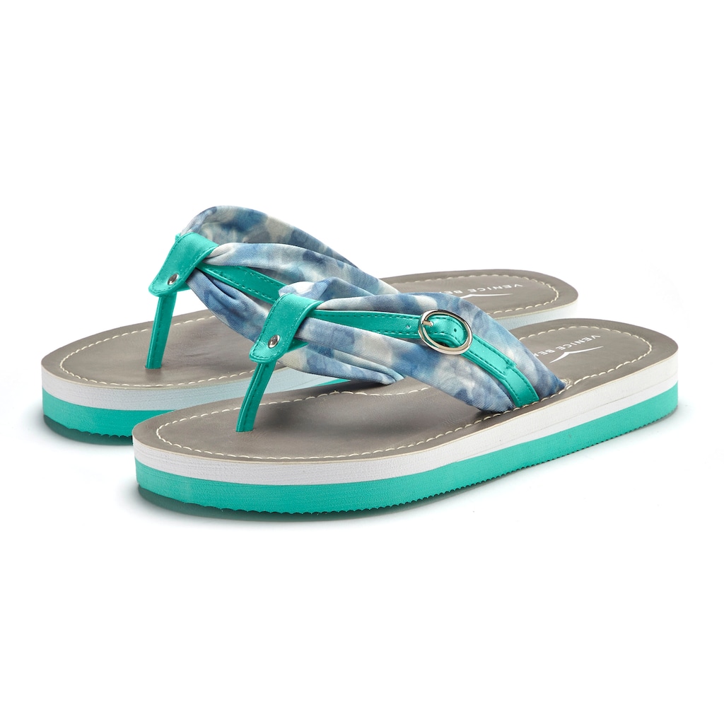 Venice Beach Badezehentrenner, Sandale, Pantolette, Badeschuh, Flip Flop mit modischem Print VEGAN