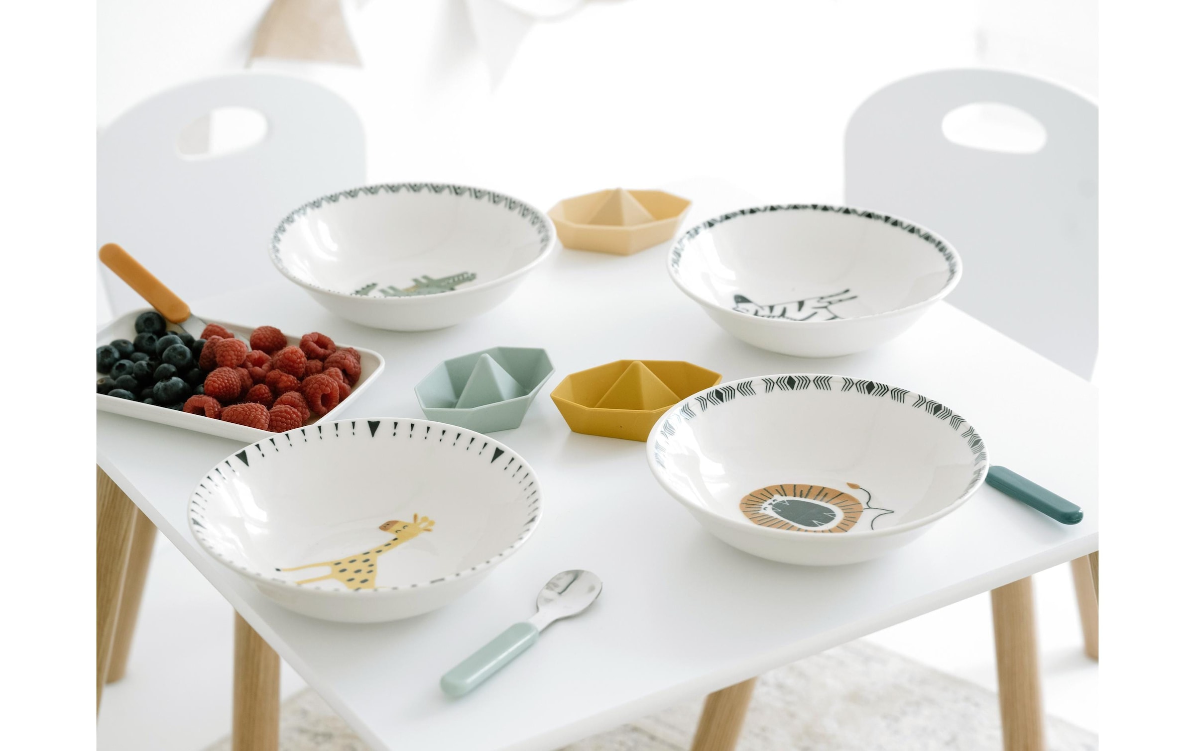 CreaTable Set de vaisselle pour enfants »Safari Steinzeug, 4-teilig«