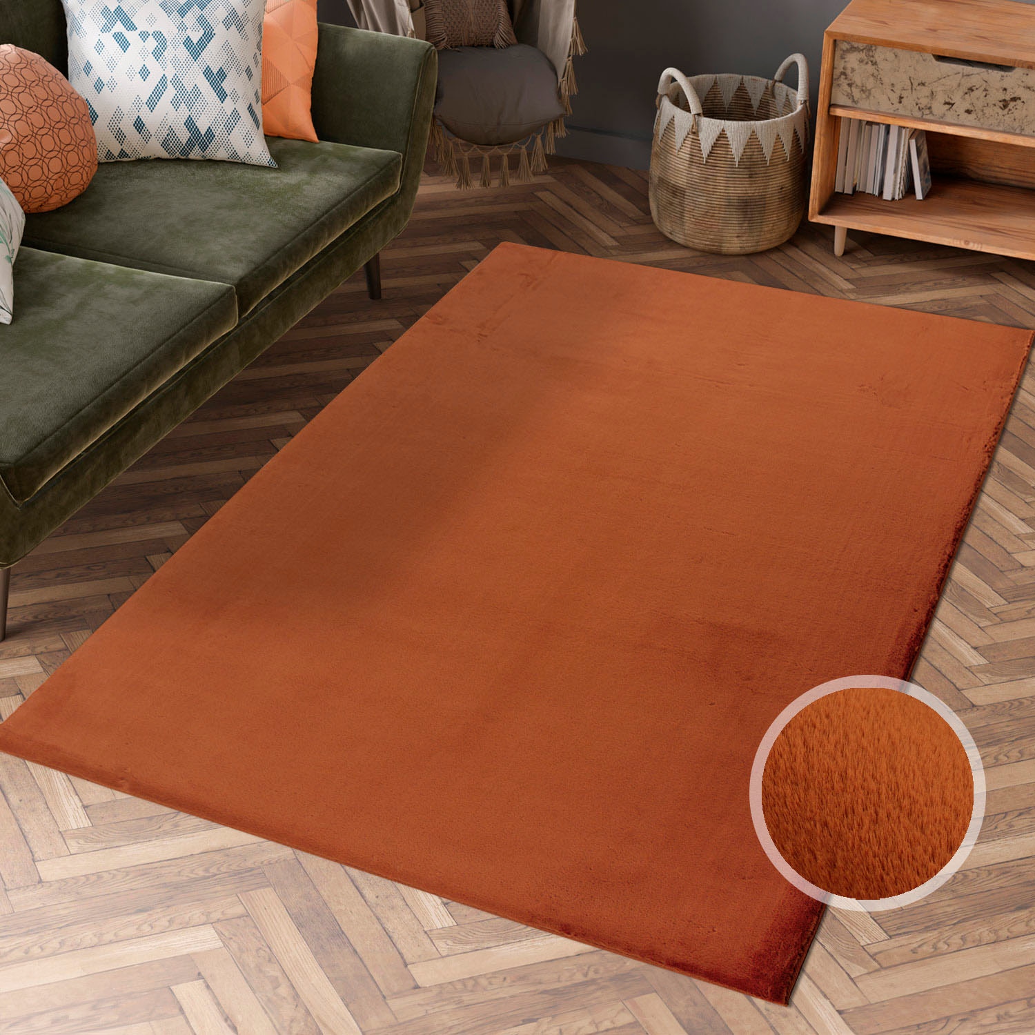 Image of Carpet City Hochflor-Teppich "TOPIA 400" rechteckig 21 mm Höhe Kunstfell-Teppich mit Kaninchenfell-Optik, Haptik, Schlafzimmer