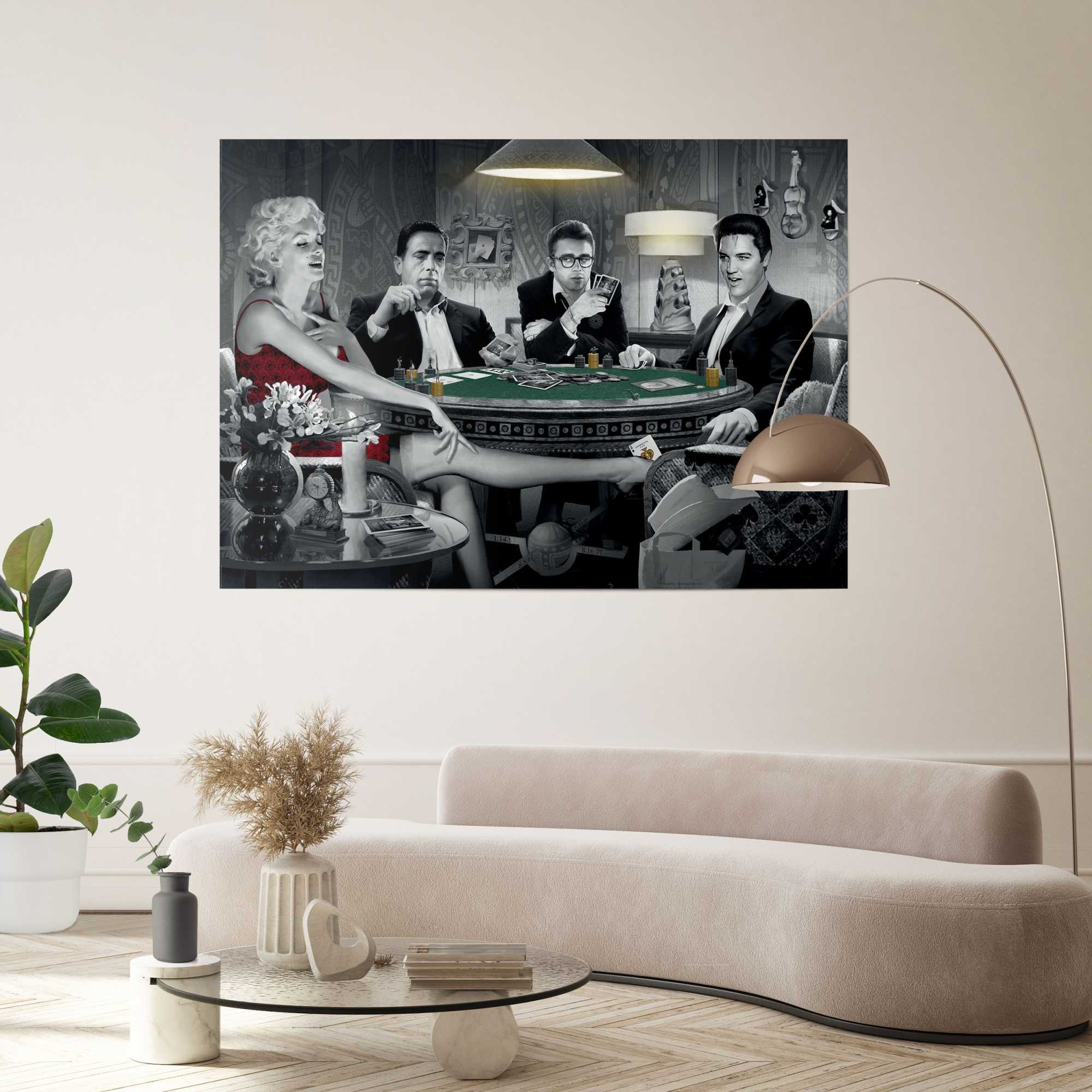 Reinders Poster "Chris Consani - four of a kind" Home Office - Monroe-Presley-Dean-Bogart - Schwarz-Weiß - Papier