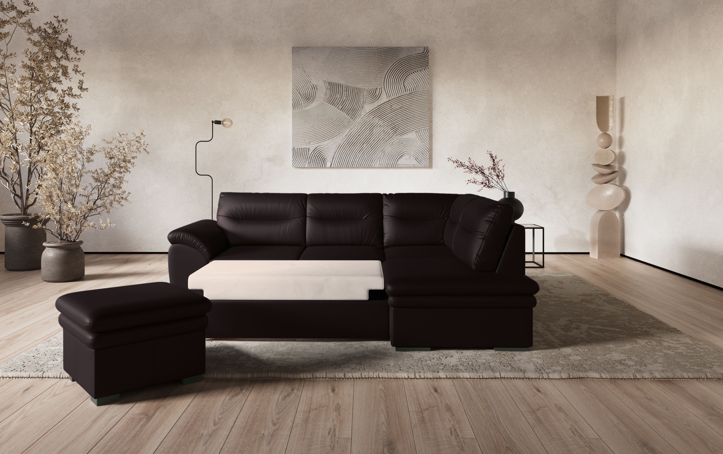 COTTA Ecksofa »Leandra L-Form«, wahlweise mit Bettfunktion & Bettkasten