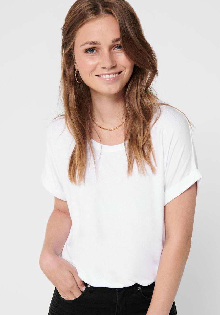ONLY T-Shirt »ONLMOSTER – T-Shirt mit melierter Optik und elastischem Material«, meliert, casual, lässig geschnitten, Viskosemischung, Rundhals