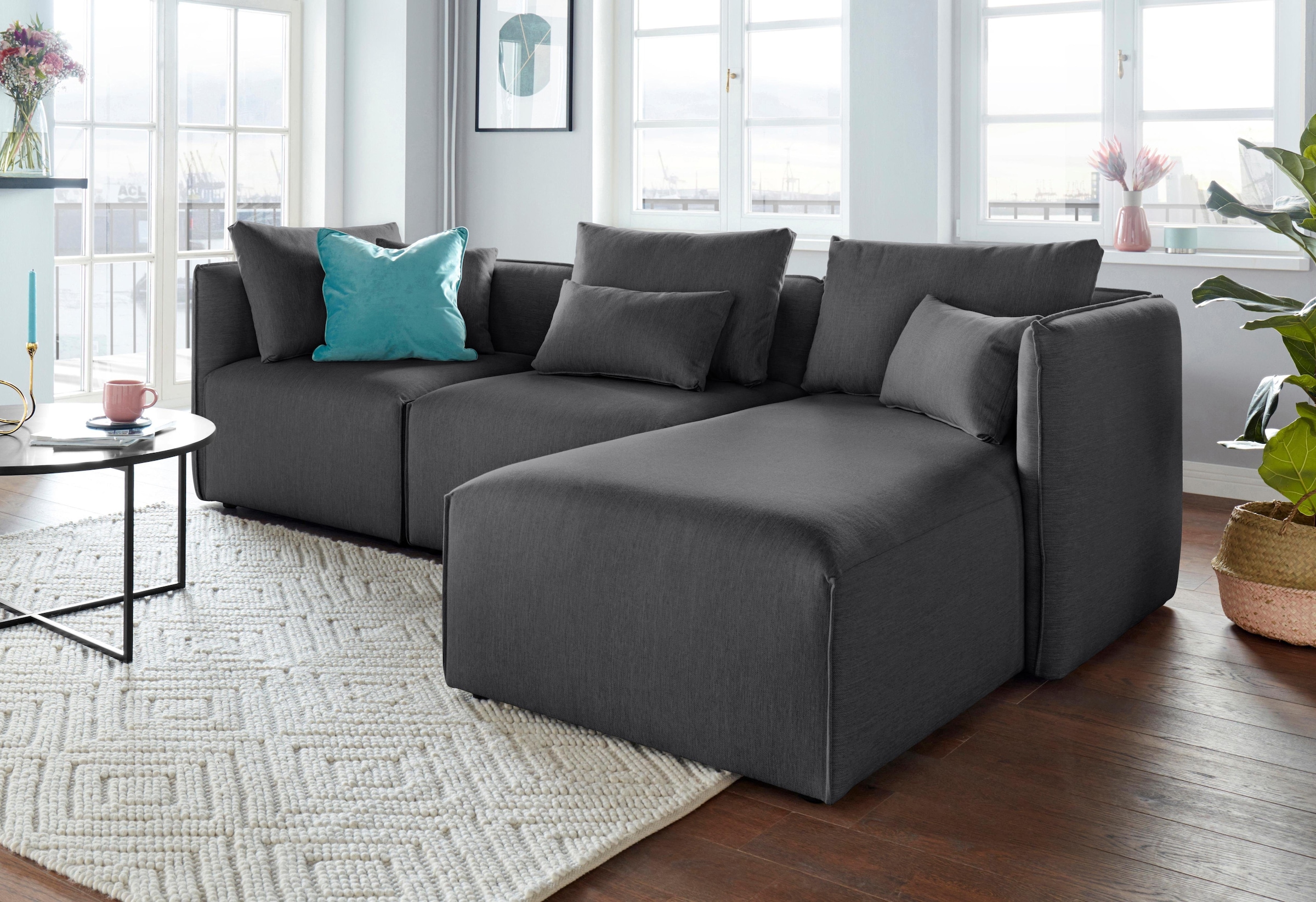elbgestoeber Ecksofa »Elbdock«, (3 St.), zusammengesetzt aus Modulen, in vielen Bezugsqualitäten und Farben